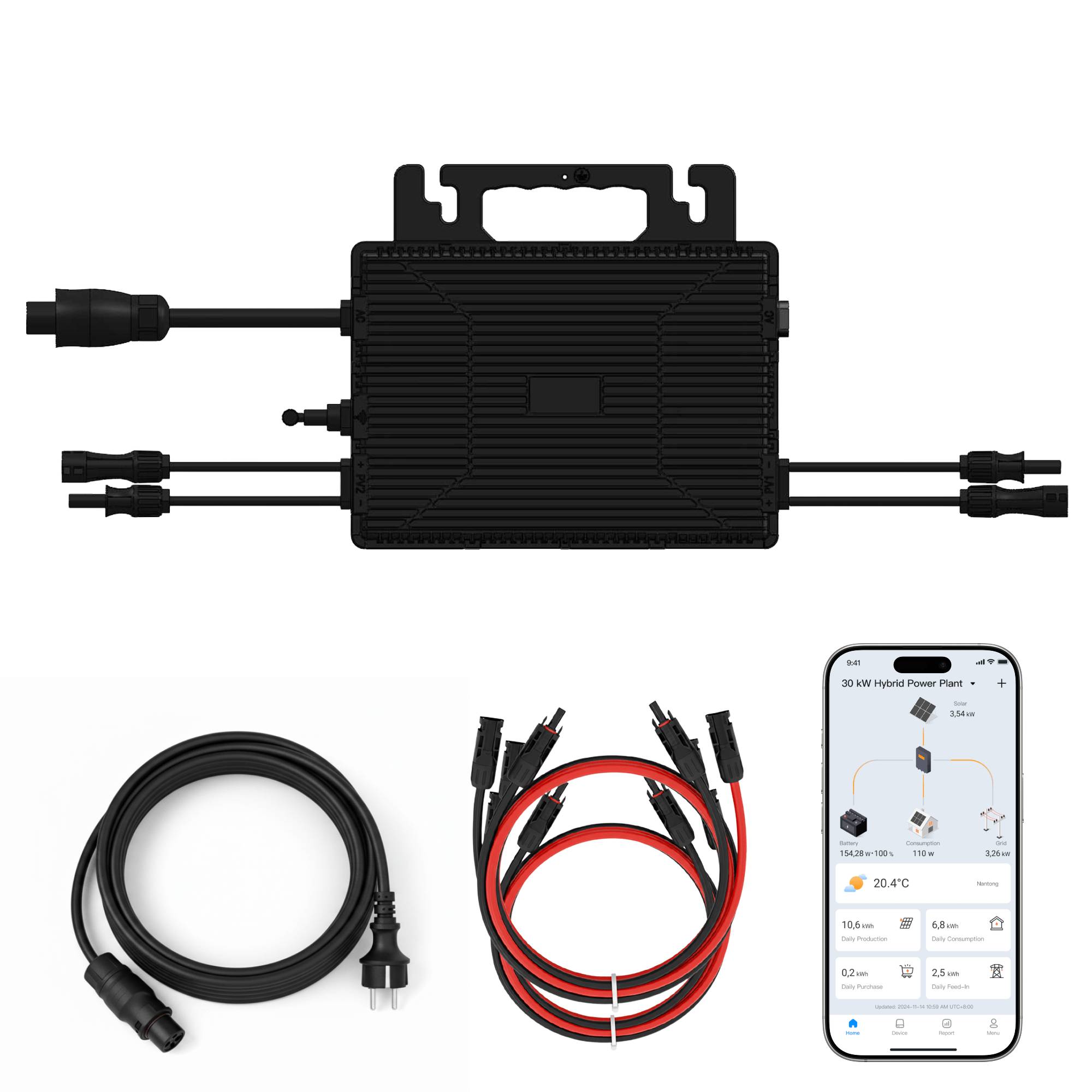 ASTRO-E Inverter 800 Watt für Balkonkraftwerk mit 5m Anschlusskabel und 4x 100cm Solarkabel-0