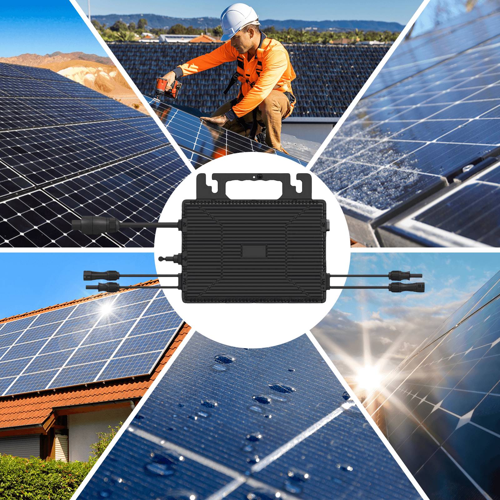 Symbolbild für ASTRO-E Inverter 800 Watt für Balkonkraftwerk mit 5m Anschlusskabel und 4x 100cm Solarkabel