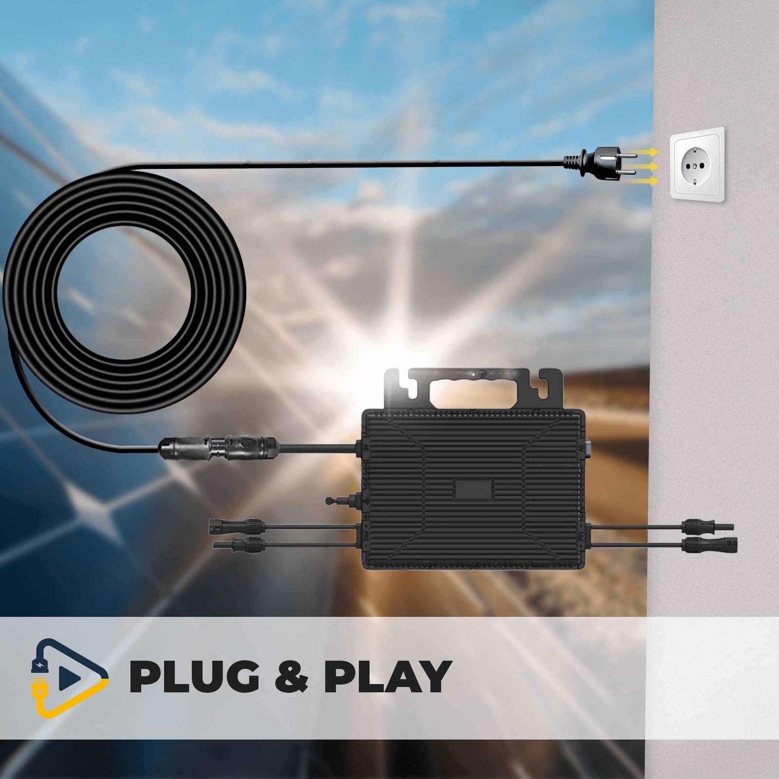 Symbolbild für ASTRO-E Inverter 800 Watt für Balkonkraftwerk mit 5m Anschlusskabel und 4x 100cm Solarkabel