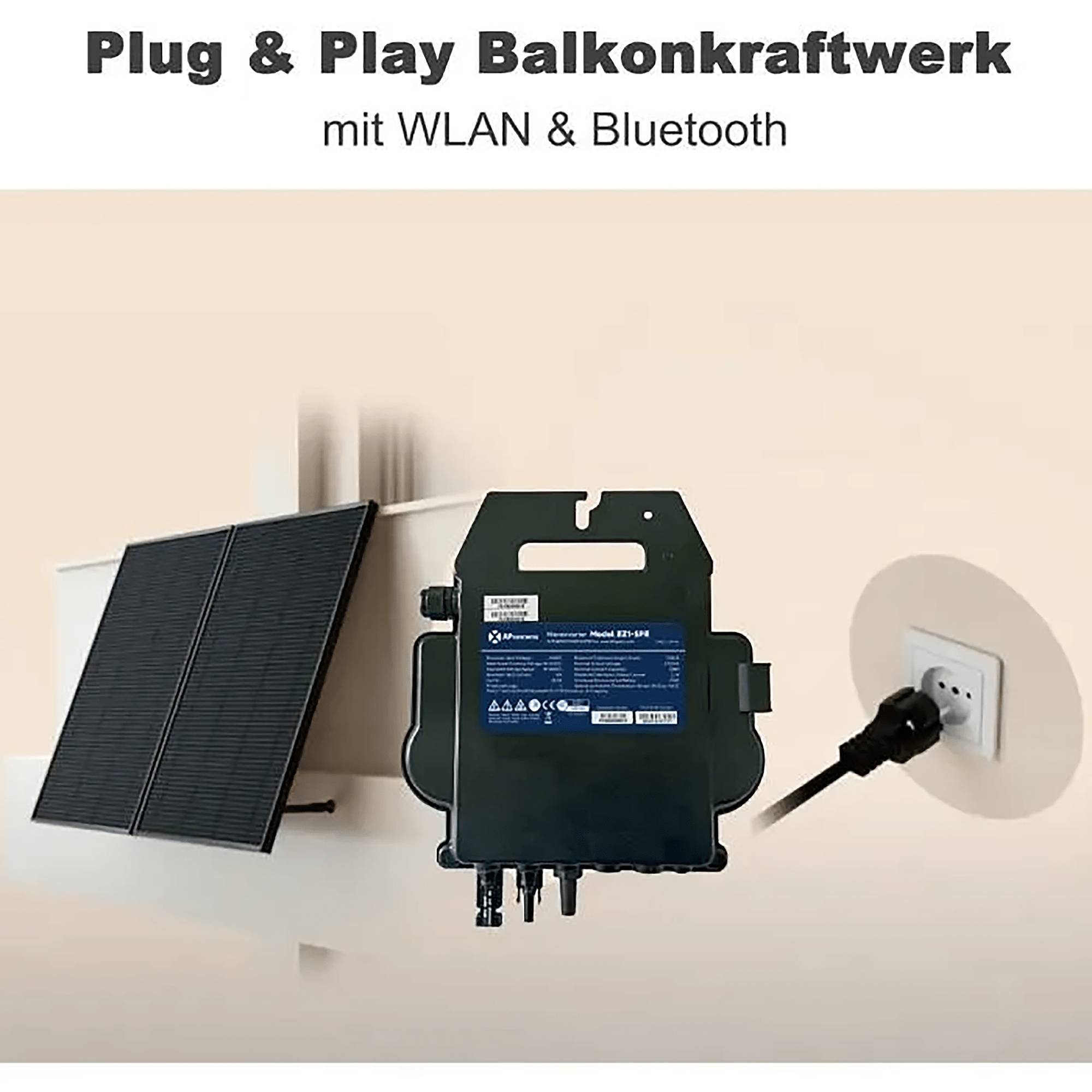AP Systems Inverter 800 Watt für Balkonkraftwerk mit 5m Anschlusskabel und 4x 100cm Solarkabel-4