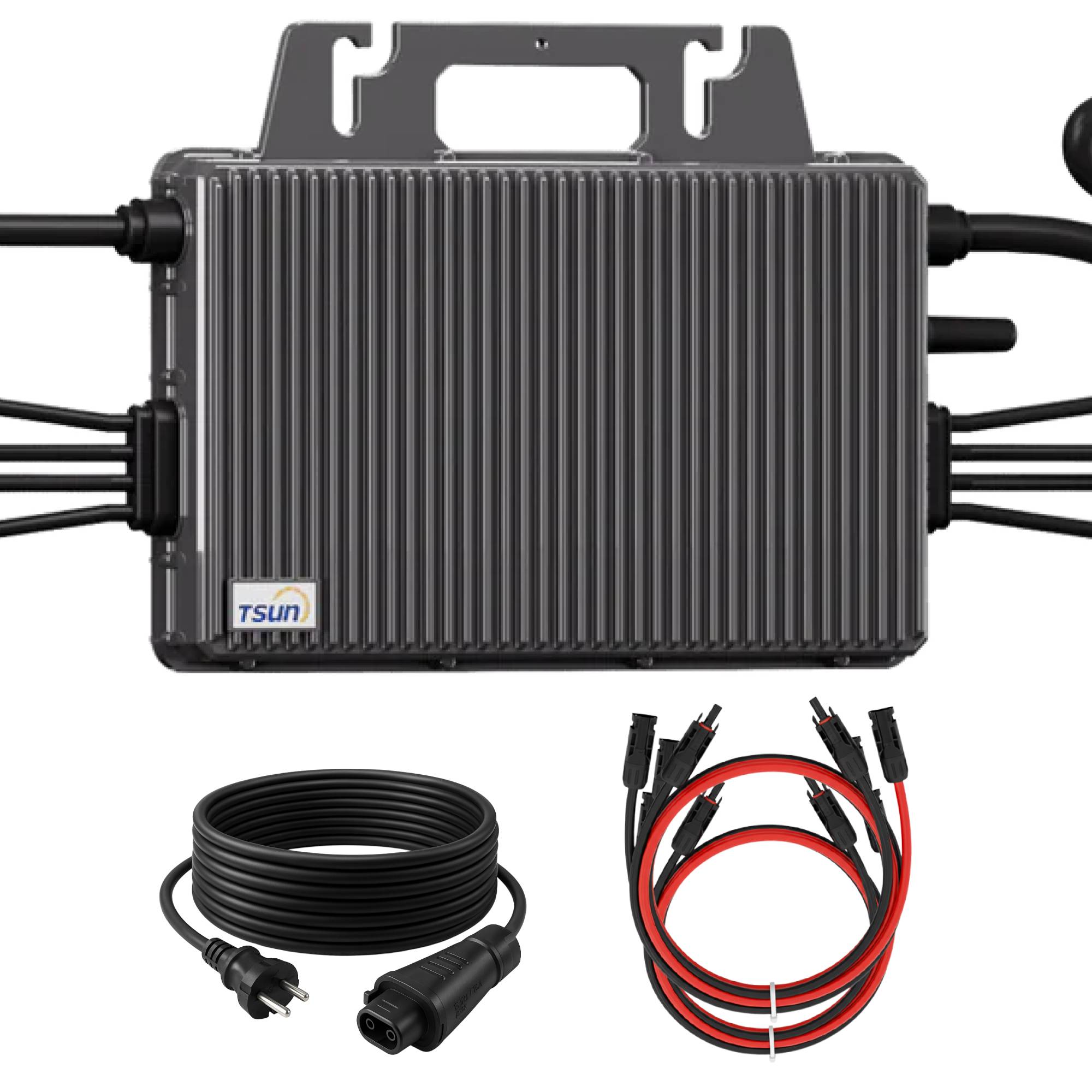 TSUN Inverter 2000 Watt für Balkonkraftwerk mit 5m Anschlusskabel und 4x 100cm Solarkabel-0
