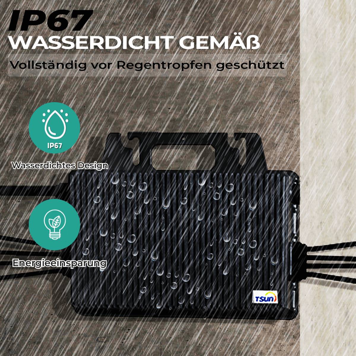 TSUN Inverter 2000 Watt für Balkonkraftwerk mit 5m Anschlusskabel und 4x 100cm Solarkabel-4