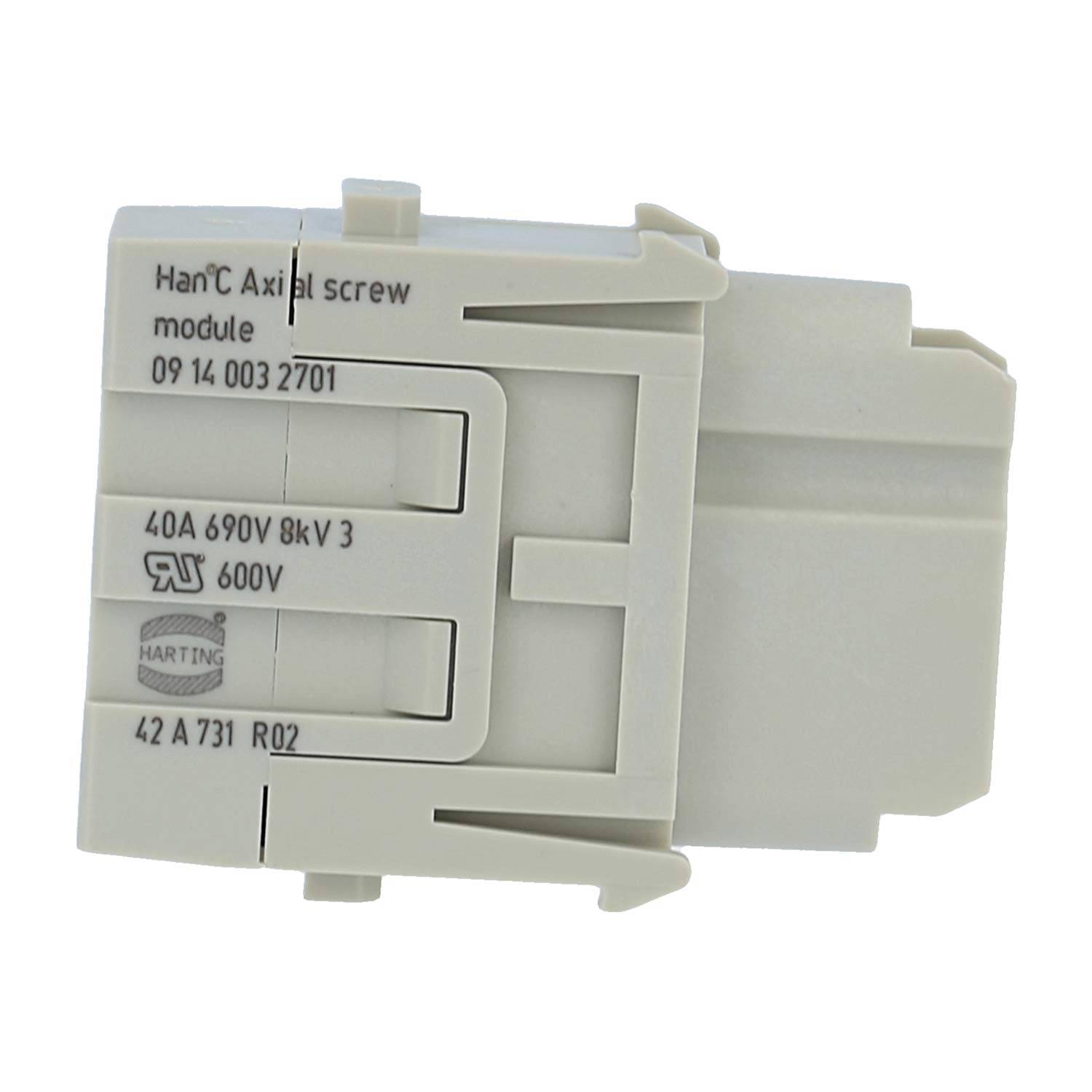 HARTING Han C Axial Modul Buchseneinsatz (F) Axialschraubanschluss, 3-polig 690V, 40A - 1 Stück-4