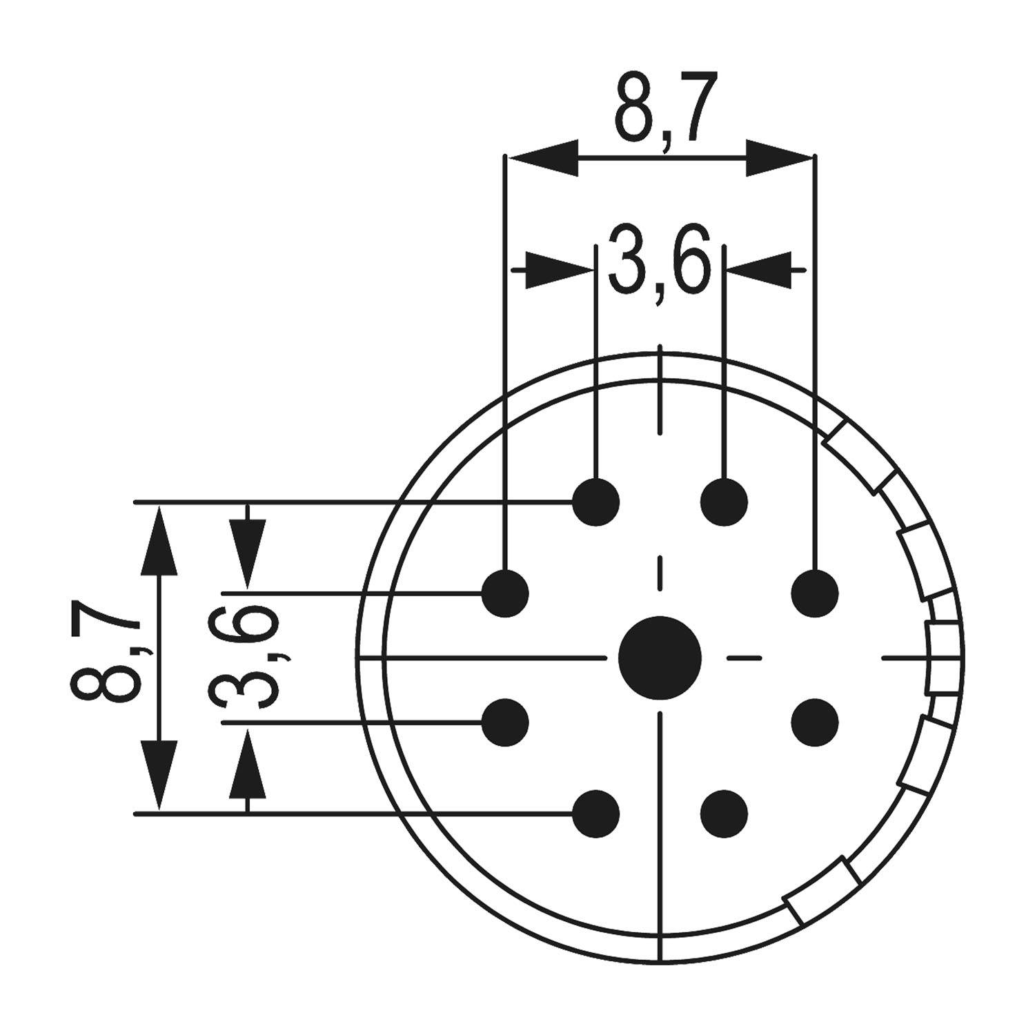 HUMMEL M23 Signal Löt-Kontakteinsatz Buchse Lötanschluss, Polzahl 9-polig, 1+8 200V Steuerkontakt 200V, 20A/8A, Farbe-2