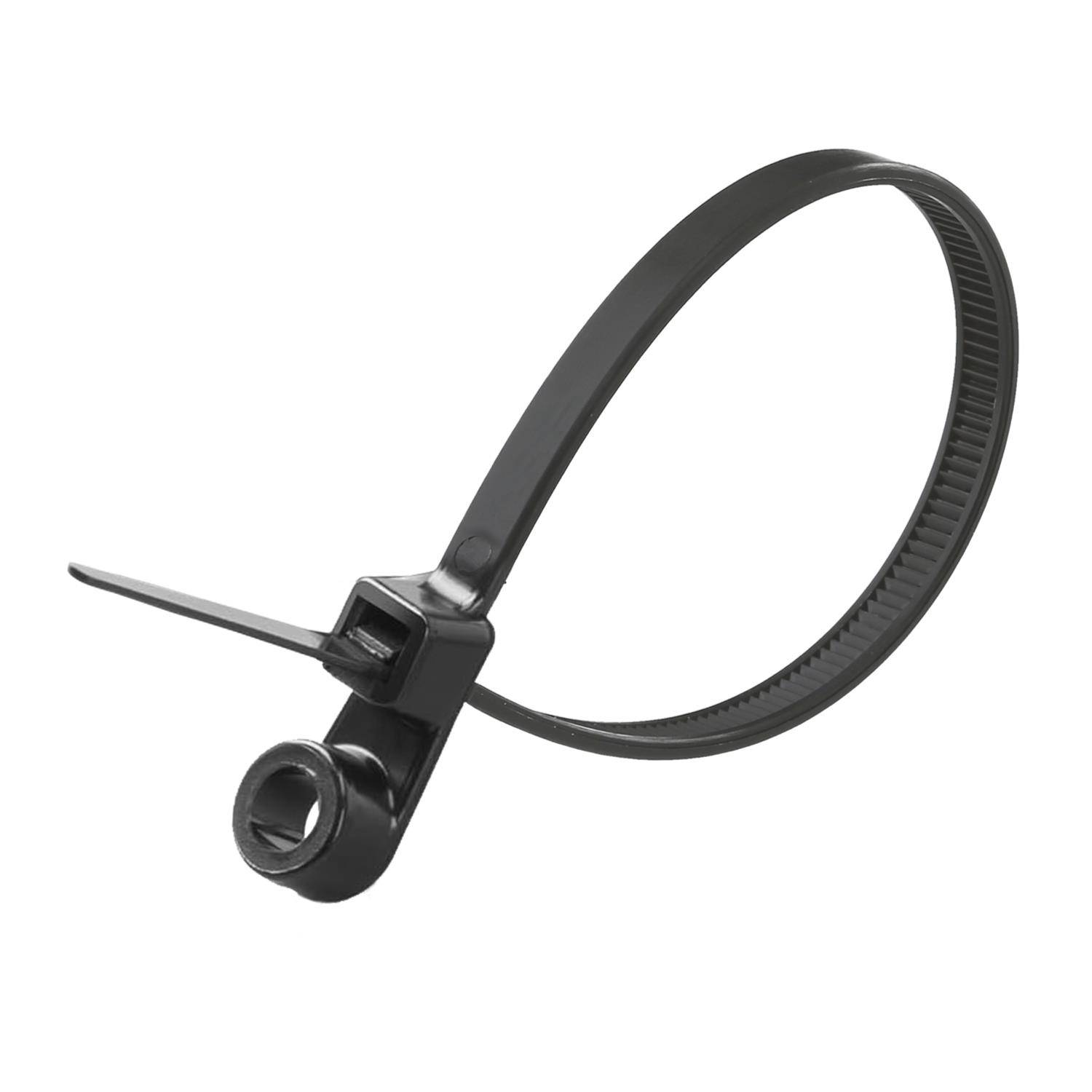 Kabelbinder mit Befestigungsöse zur festen Verschraubung oder Vernietung, VPE 100 Stück Maße L/B/H 202,0mm x 4,8mm,-0