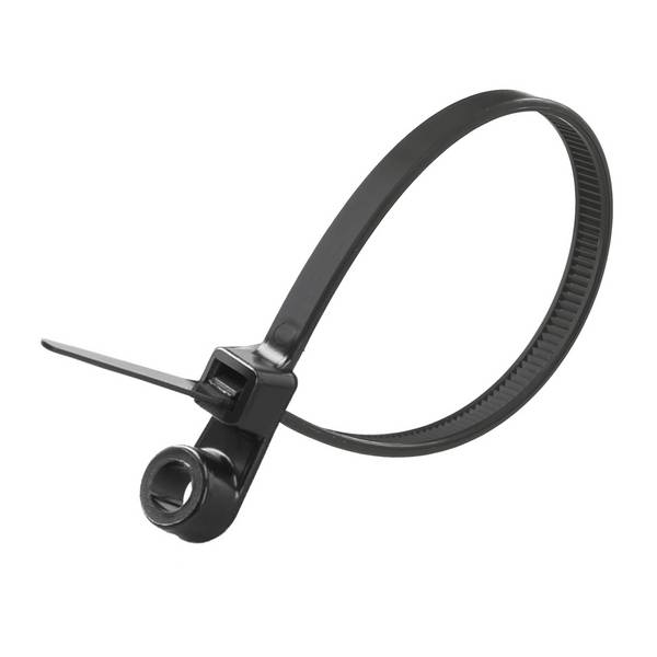 Kabelbinder mit Befestigungsöse zur festen Verschraubung oder Vernietung, VPE 100 Stück Maße L/B/H 150,0mm x 3,6mm,