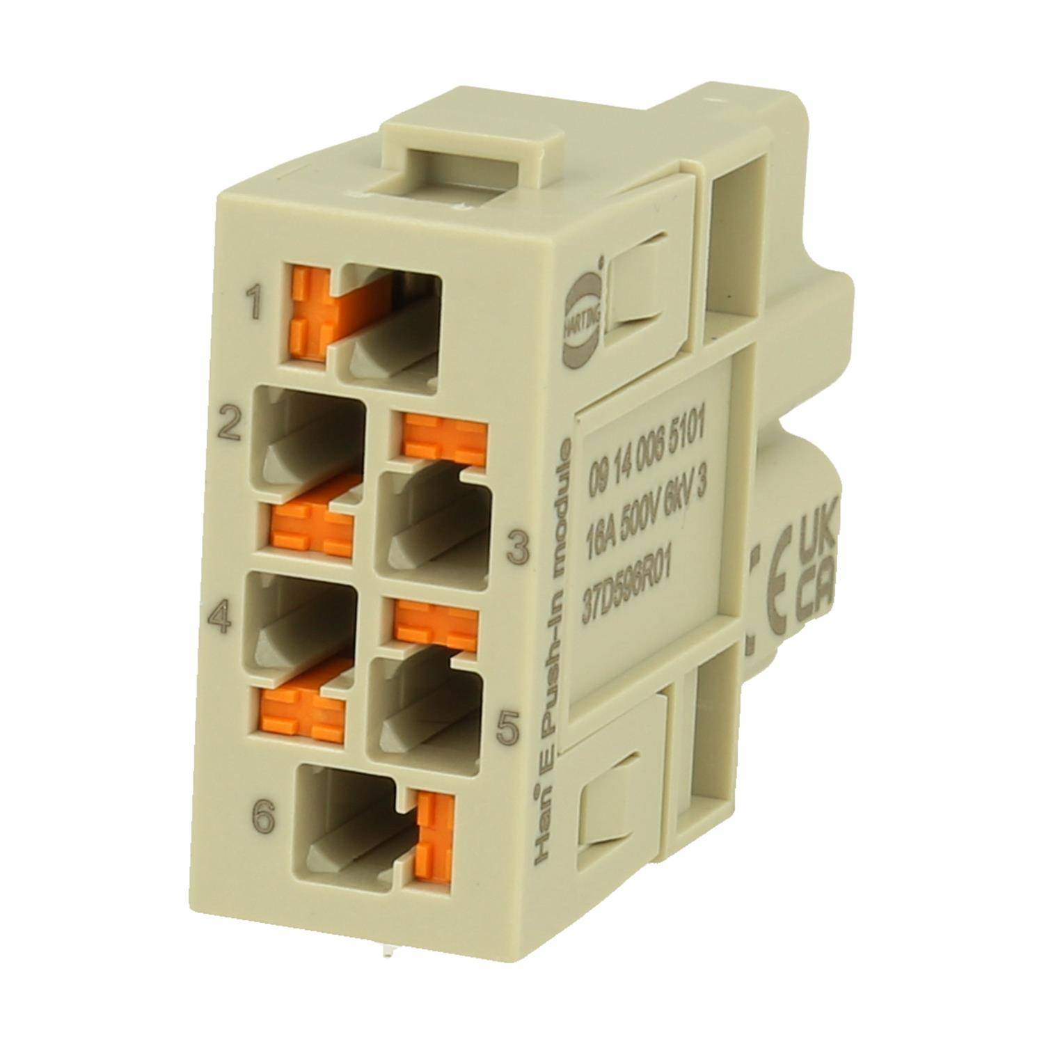 Han E Modul Buchseneinsatz (F) Push-In-Anschluss, 6-polig 500V, 16A - 1 Stück-1