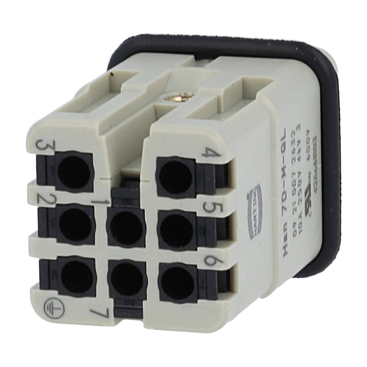 HARTING Han 7D Stifteinsatz (M) Quick-Lock-Anschluss, 7-polig+PE 250V, 10A - 1 Stück-3