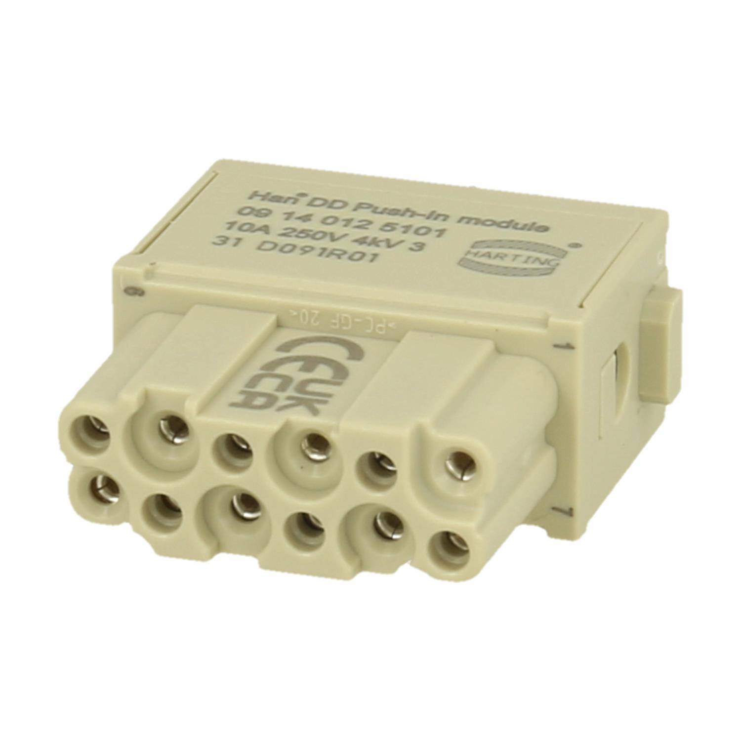 Han DD Modul Buchseneinsatz (F) Push-In-Anschluss, 12-polig 250V, 10A - 1 Stück-1