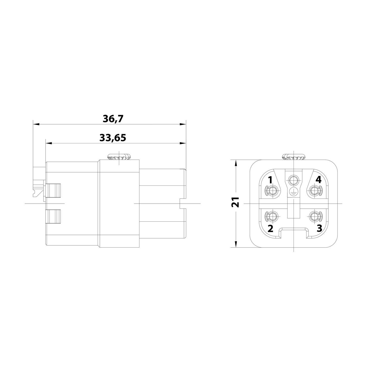 HARTING Han 4A Buchseneinsatz (F) Quick-Lock-Anschluss, 4-polig+PE 230V/400V, 10A - 1 Stück-2