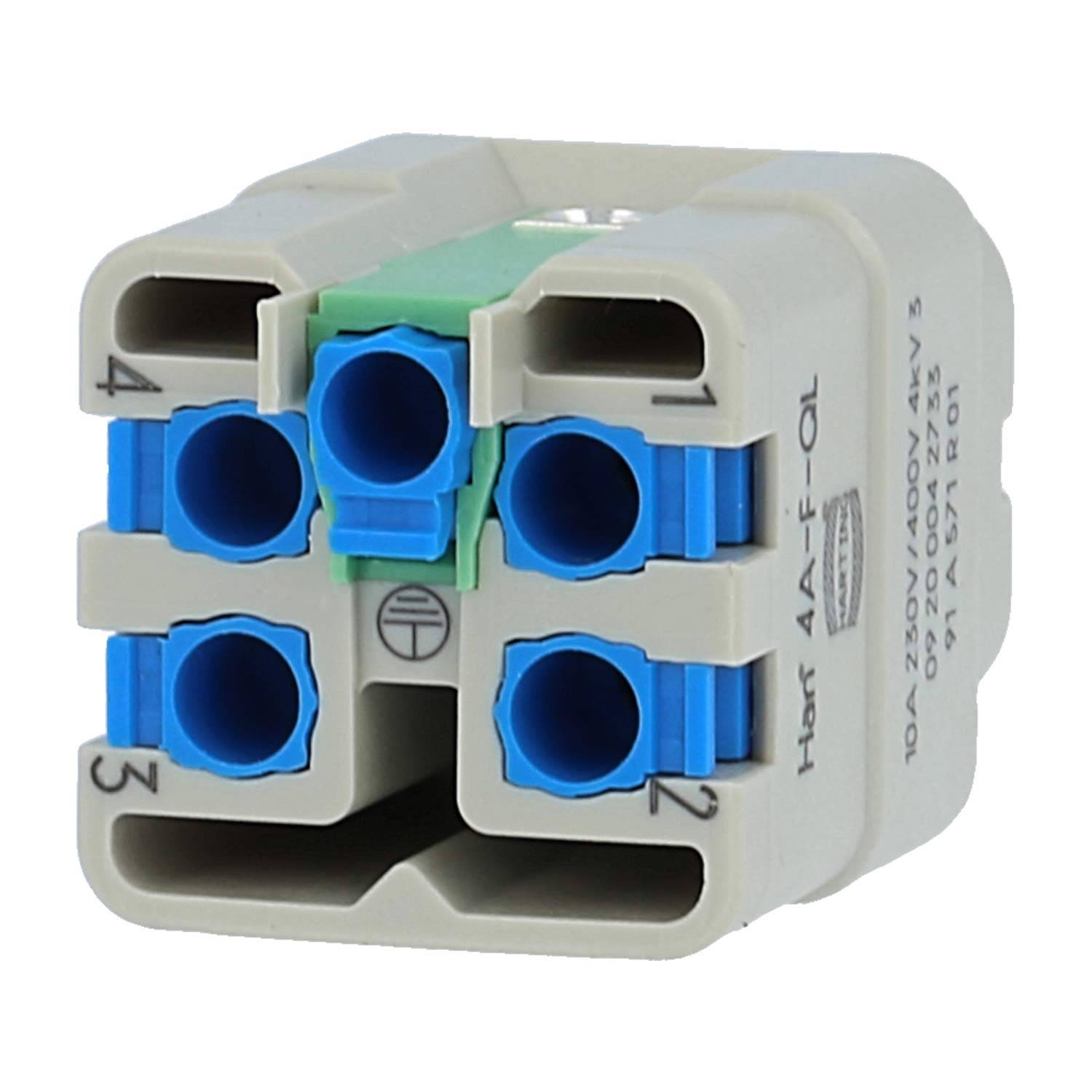 HARTING Han 4A Buchseneinsatz (F) Quick-Lock-Anschluss, 4-polig+PE 230V/400V, 10A - 1 Stück-3