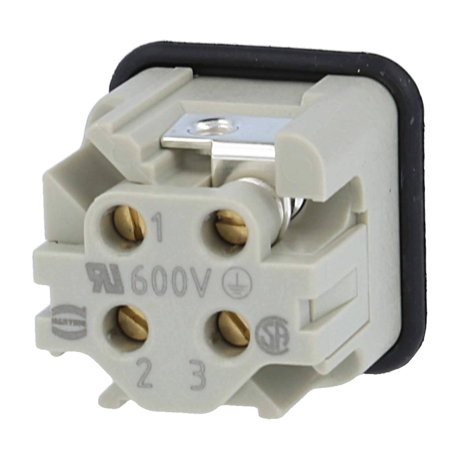 HARTING Han 3A Stifteinsatz (M) Schraubanschluss, 3-polig+PE 230V/400V, 10A - 1 Stück-3
