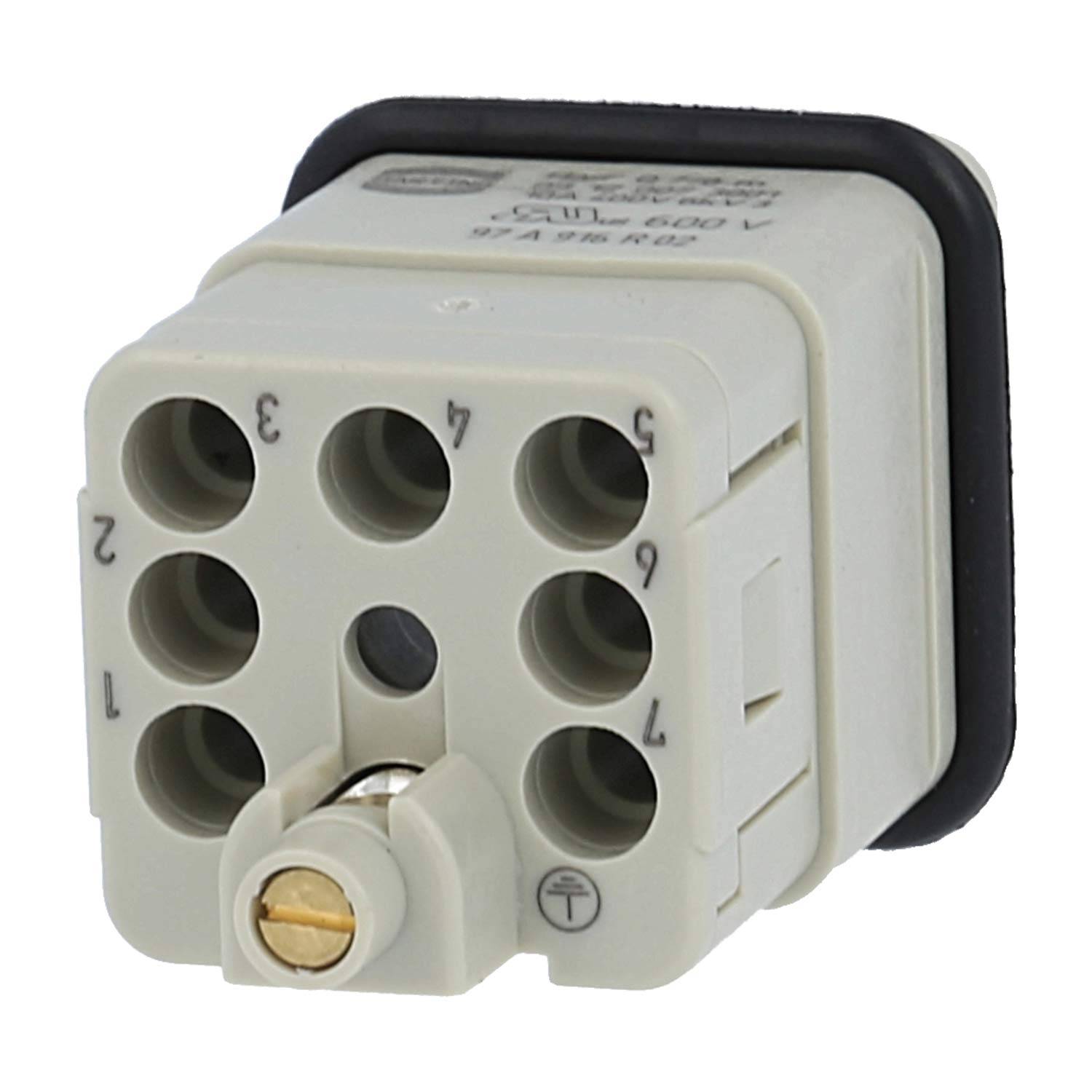HARTING Han Q7/0 Stifteinsatz (M) Crimp- / Schraubanschluss (PE), 7-polig+PE 400V, 10A - 1 Stück-3