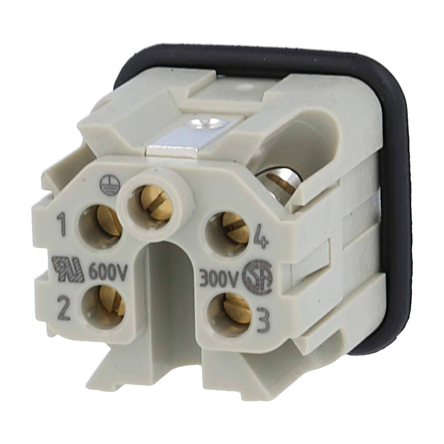HARTING Han 4A Stifteinsatz (M) Schraubanschluss, 4-polig+PE 230V/400V, 10A - 1 Stück-3