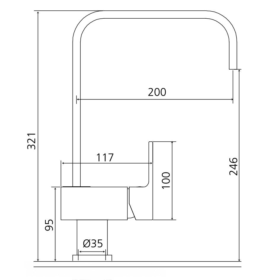 Beitz & Walz AQVADESIGN Spültisch-Ehm. Hebel seitlich eckig, chrom-1