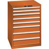 ESD-Schubladenschrank BxTxH 717 x 725 x 1000 mm 8 Schubladen 75/100/150 mm Traglast 75 kg orange. Lista GmbH