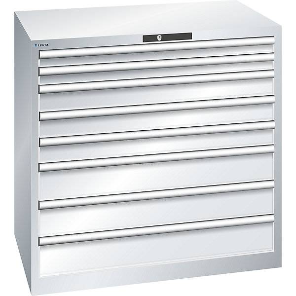 ESD-Schubladenschrank BxTxH 1023 x 725 x 1000 mm 8 Schubladen Traglast 200 kg lichtgrau. Lista GmbH 86606749-0