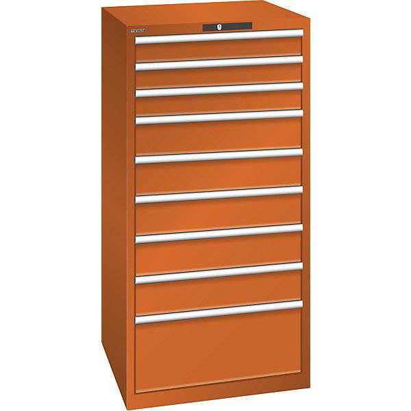 ESD-Schubladenschrank BxTxH 717 x 725 x 1450 mm 9 Schubladen Traglast 75 kg orange. Lista GmbH 86604549-0
