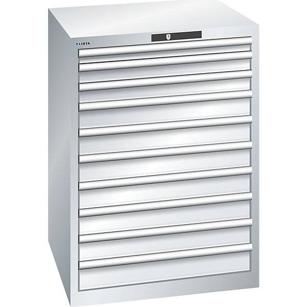 ESD-Schubladenschrank BxTxH 717 x 725 x 1000 mm 10 Schubladen Traglast 75 kg lichtgrau. Lista GmbH 86603949-0