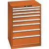 ESD-Schubladenschrank BxTxH 717 x 725 x 1000 mm 8 Schubladen 50/75/100/150/200 mm Traglast 75 kg orange.