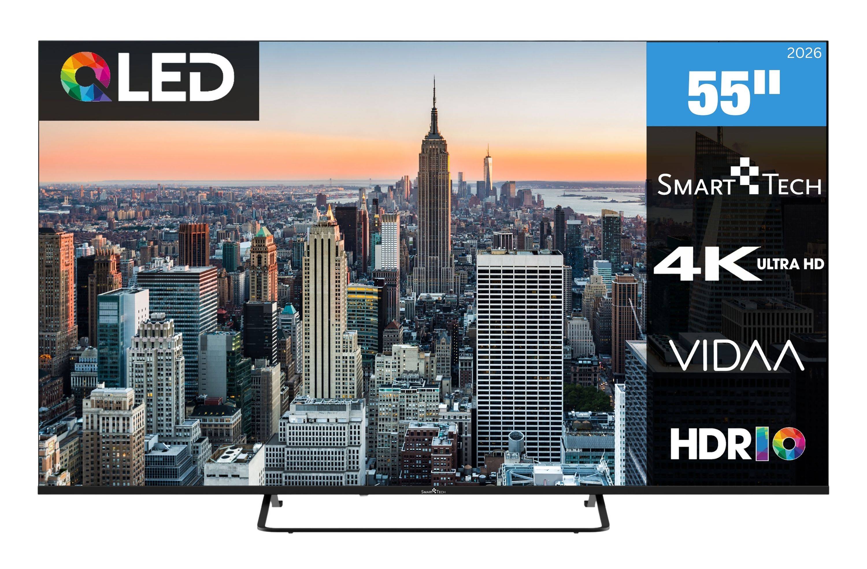 Smart Tech 55QV02K QLED Fernseher 55 Zoll Smart TV VIDAA HDR Fernseher mit 4K UHD, Bluetooth (2026)-0