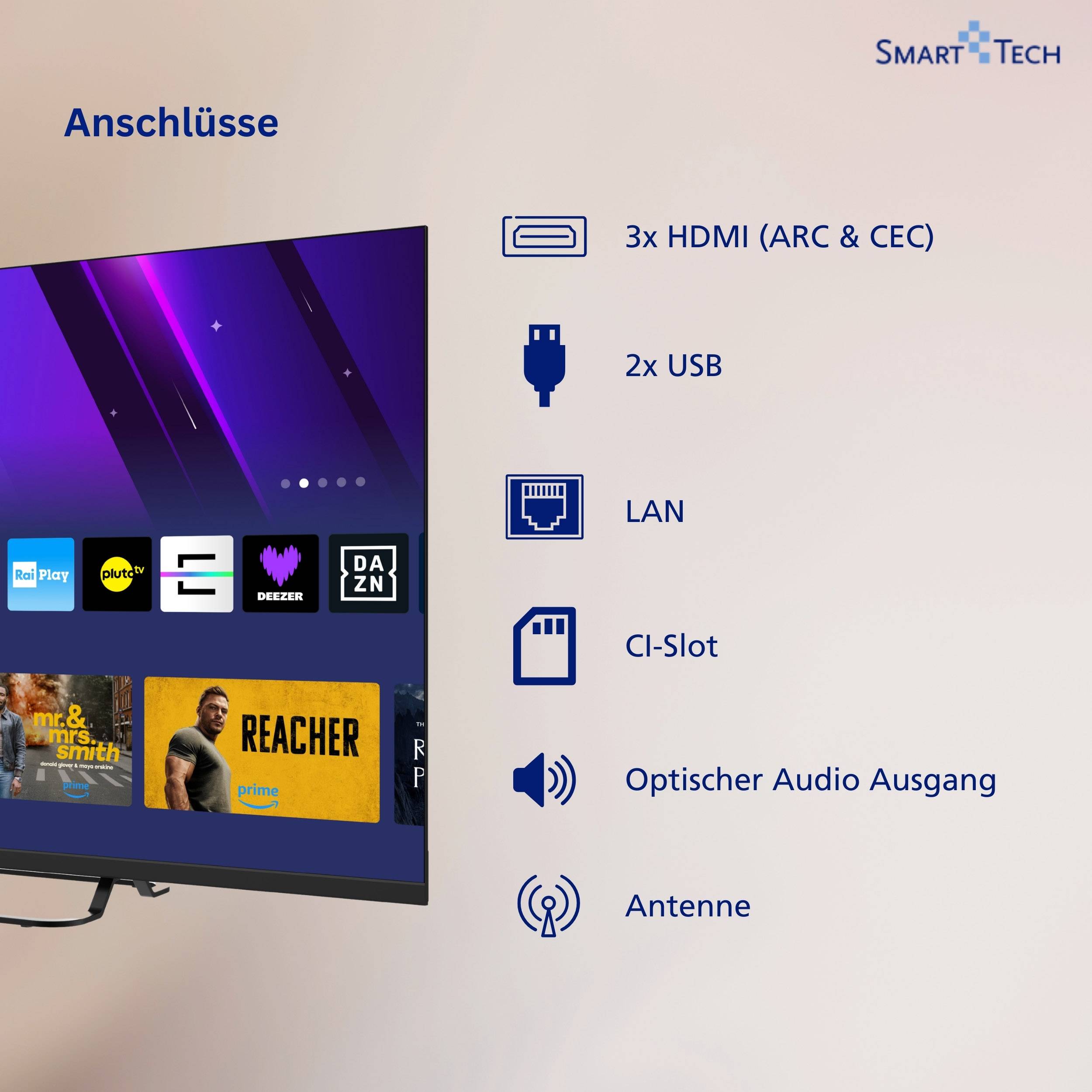 Smart Tech 43FV02V Fernseher 43 Zoll Smart TV VIDAA mit Full HD Auflösung und Triple-Tuner (2026)-2