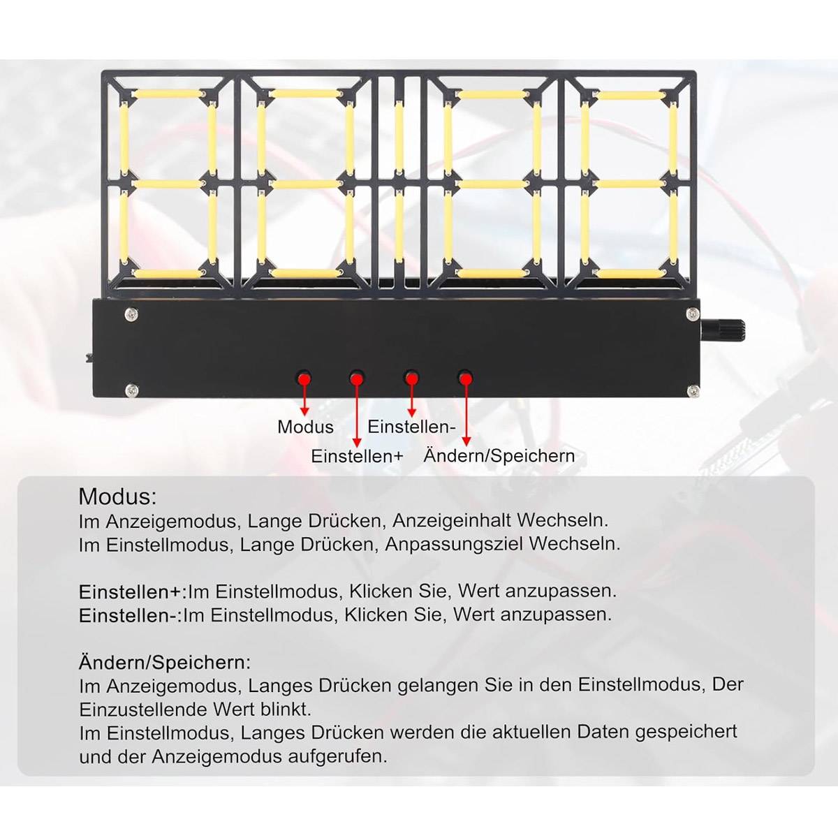 Bausatz 4-Bit Digitaluhr Helligkeitsregelung & Weckfunktion-2