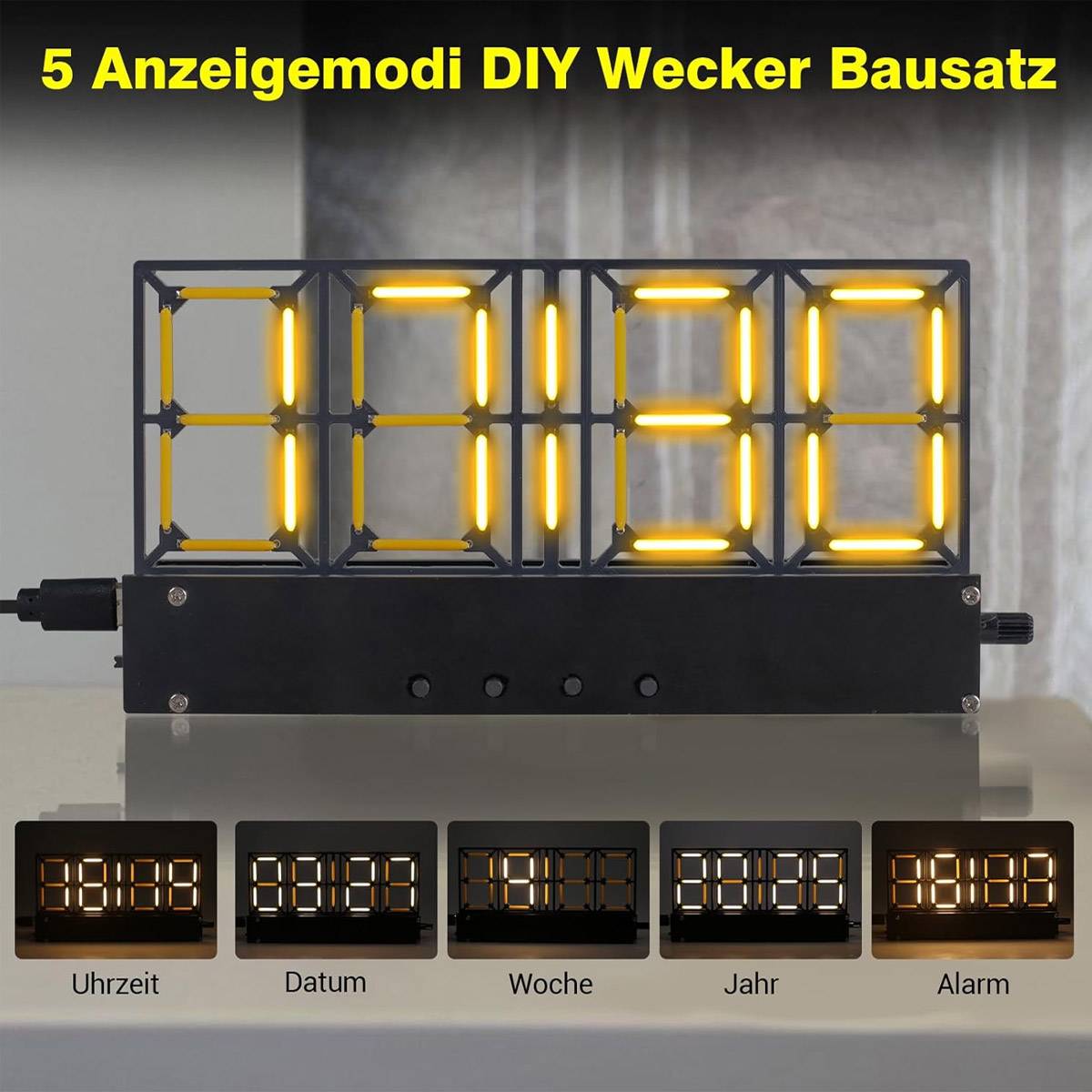 Bausatz 4-Bit Digitaluhr Helligkeitsregelung & Weckfunktion-3