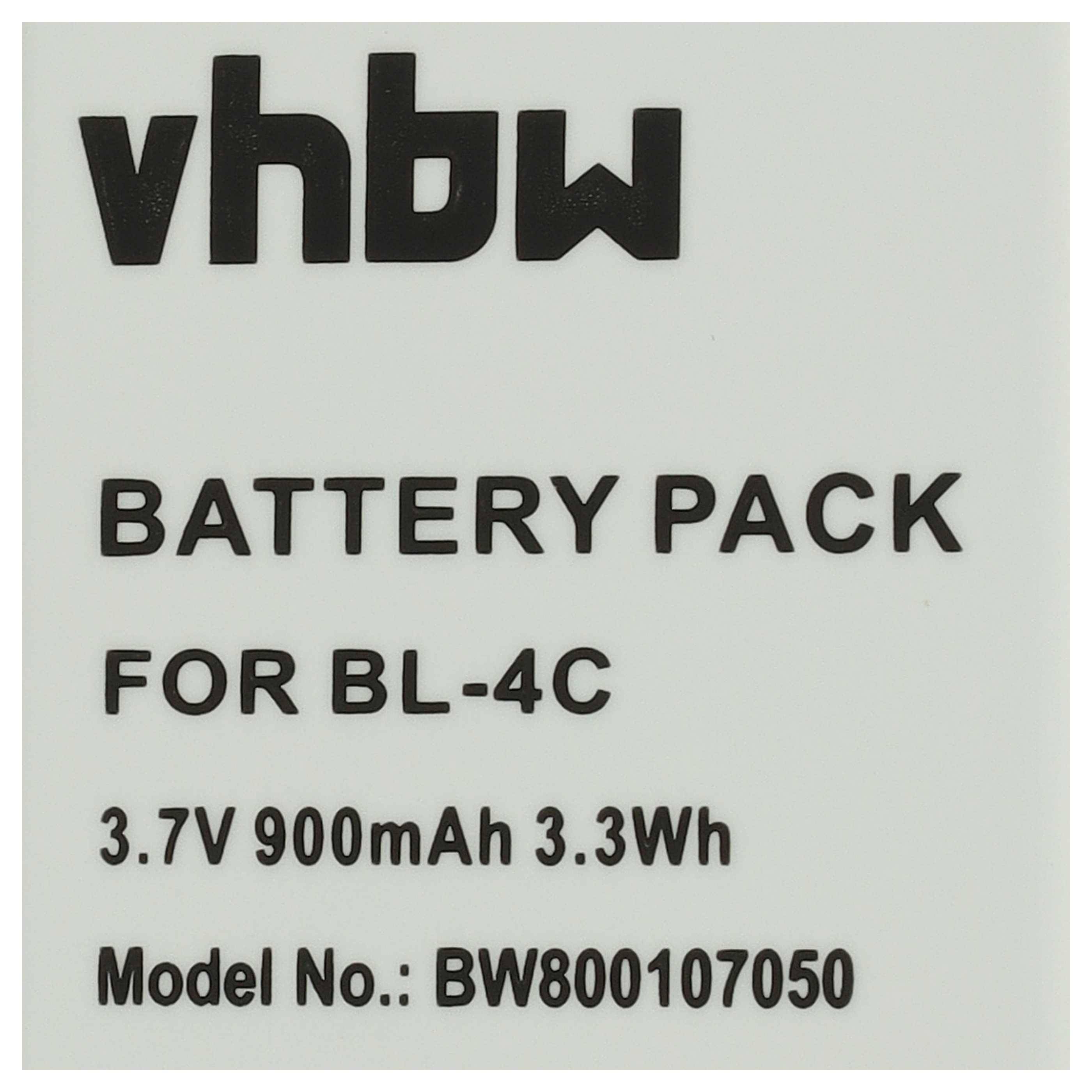 vhbw 2x Akku Ersatz für Nokia BL-4C | für Handy Smartphone Telefon (900 mAh, 3,7 V, Li-Ion)-3