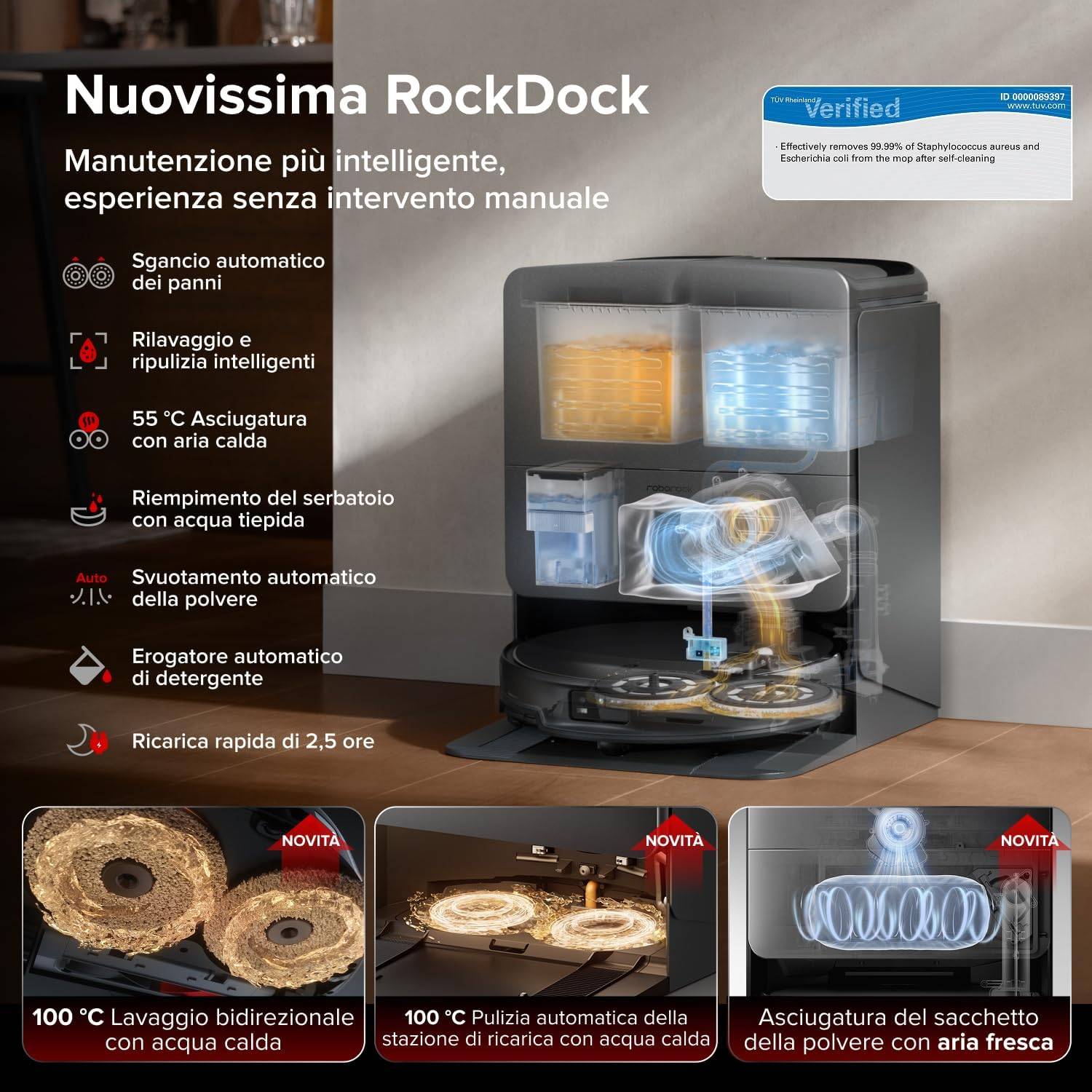 Roborock SAROS 20X, Beutellos, Schwarz, Rund, Staubbeutel, 0,259 l, Ladend, Purification-2