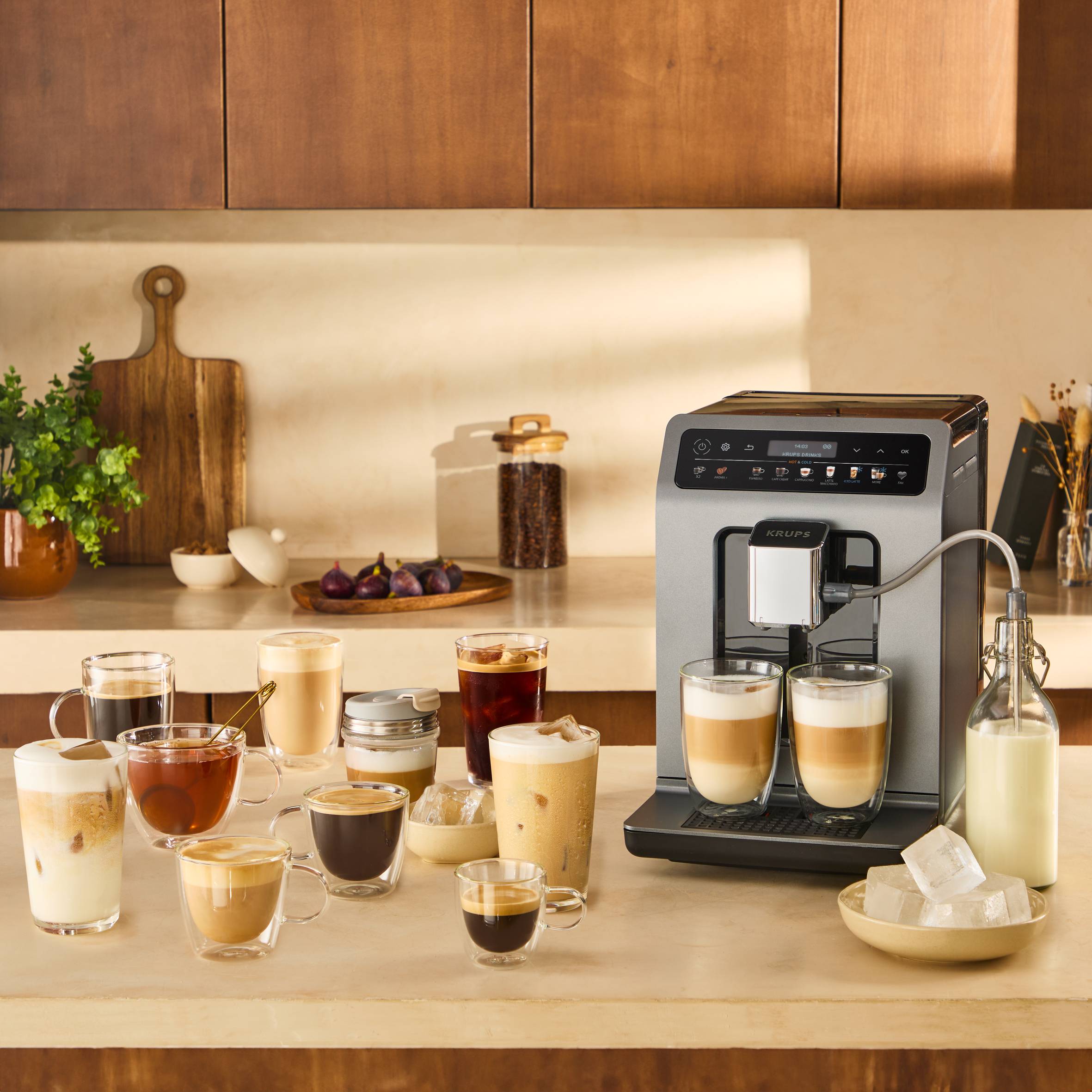 Krups Evidence Hot & Cold EA898GF0, Espressomaschine, 2,5 l, Kaffeebohnen, Eingebautes Mahlwerk, 1450 W, Schwarz, Grau-1