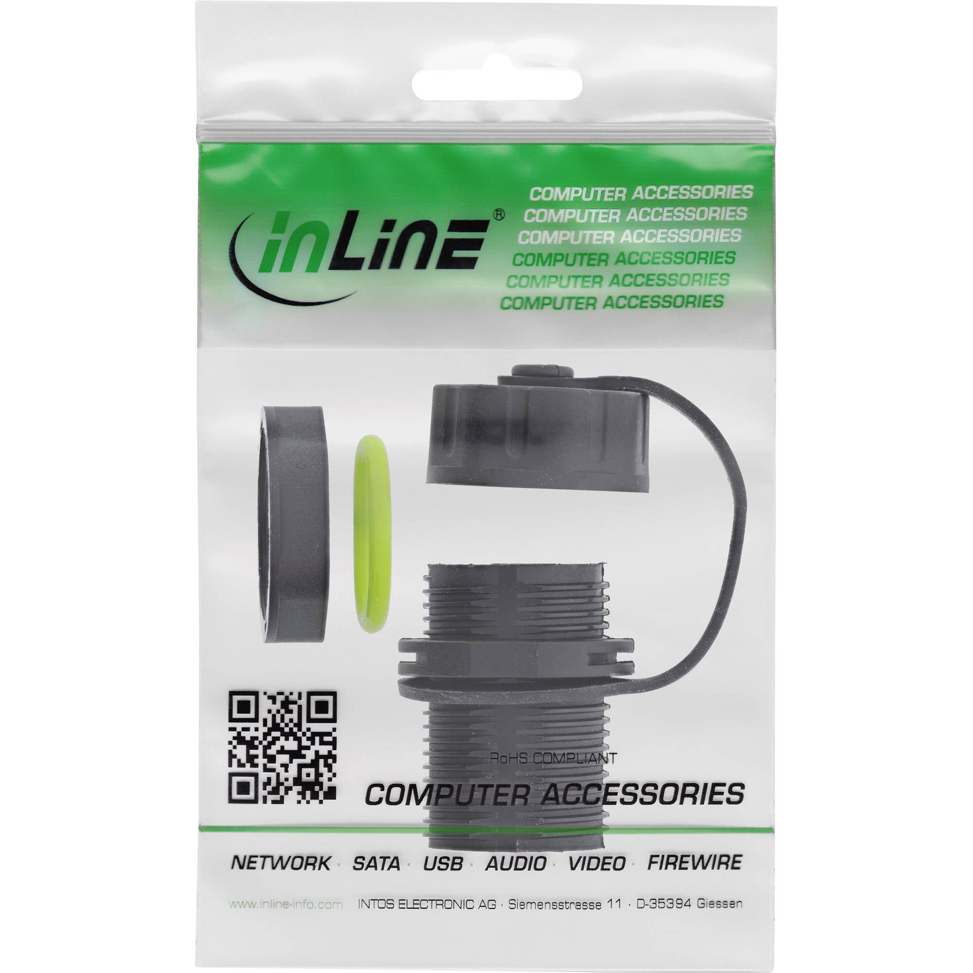 InLine® USB-A-Kabelkupplung, mini, IP68, geschirmt, 2x USB-A Buchse Adapter / Konverter IP68-4