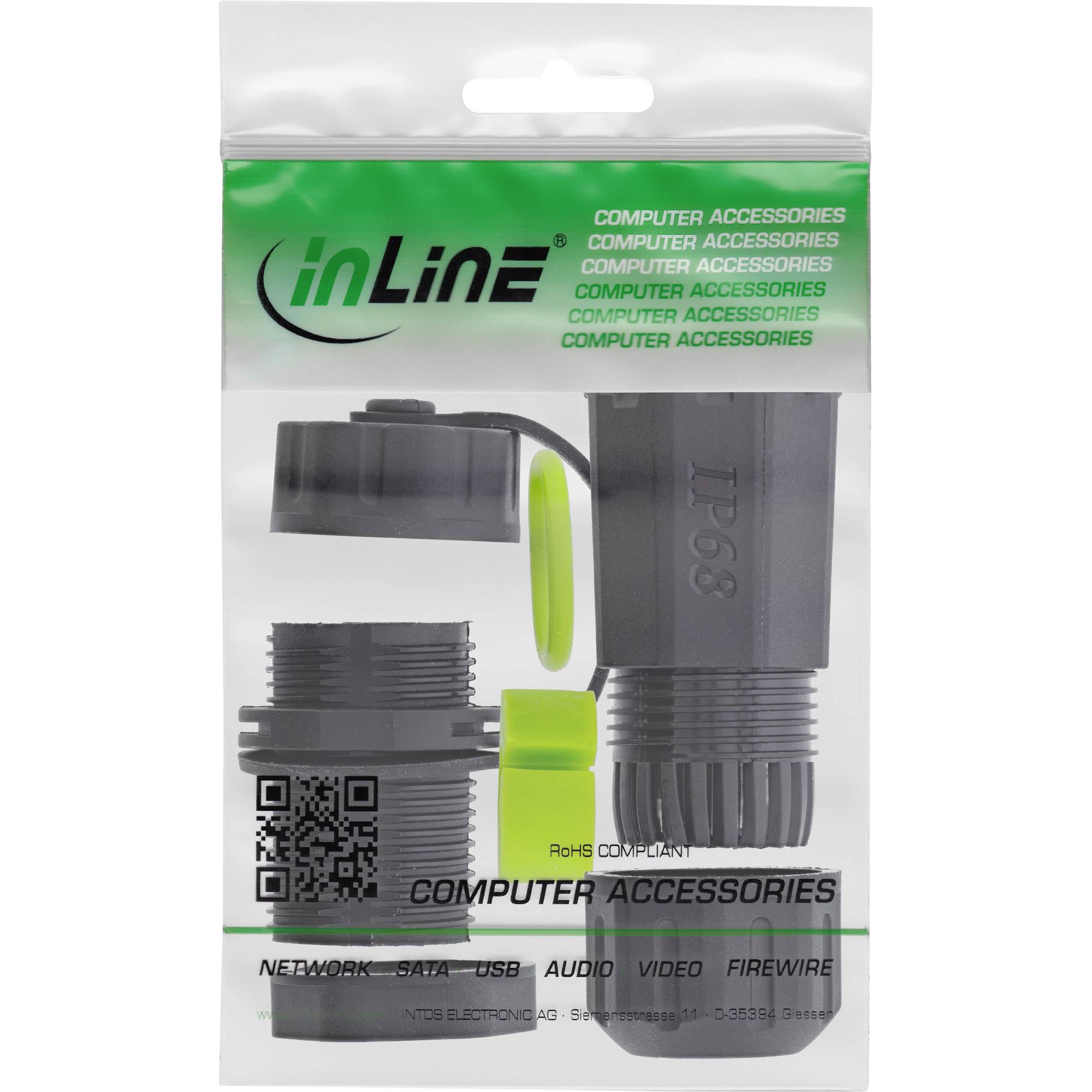 InLine® USB-C-Kabelkupplung, kurz, IP68, 2x USB-C Buchse, geschirmt Adapter / Konverter IP68-2