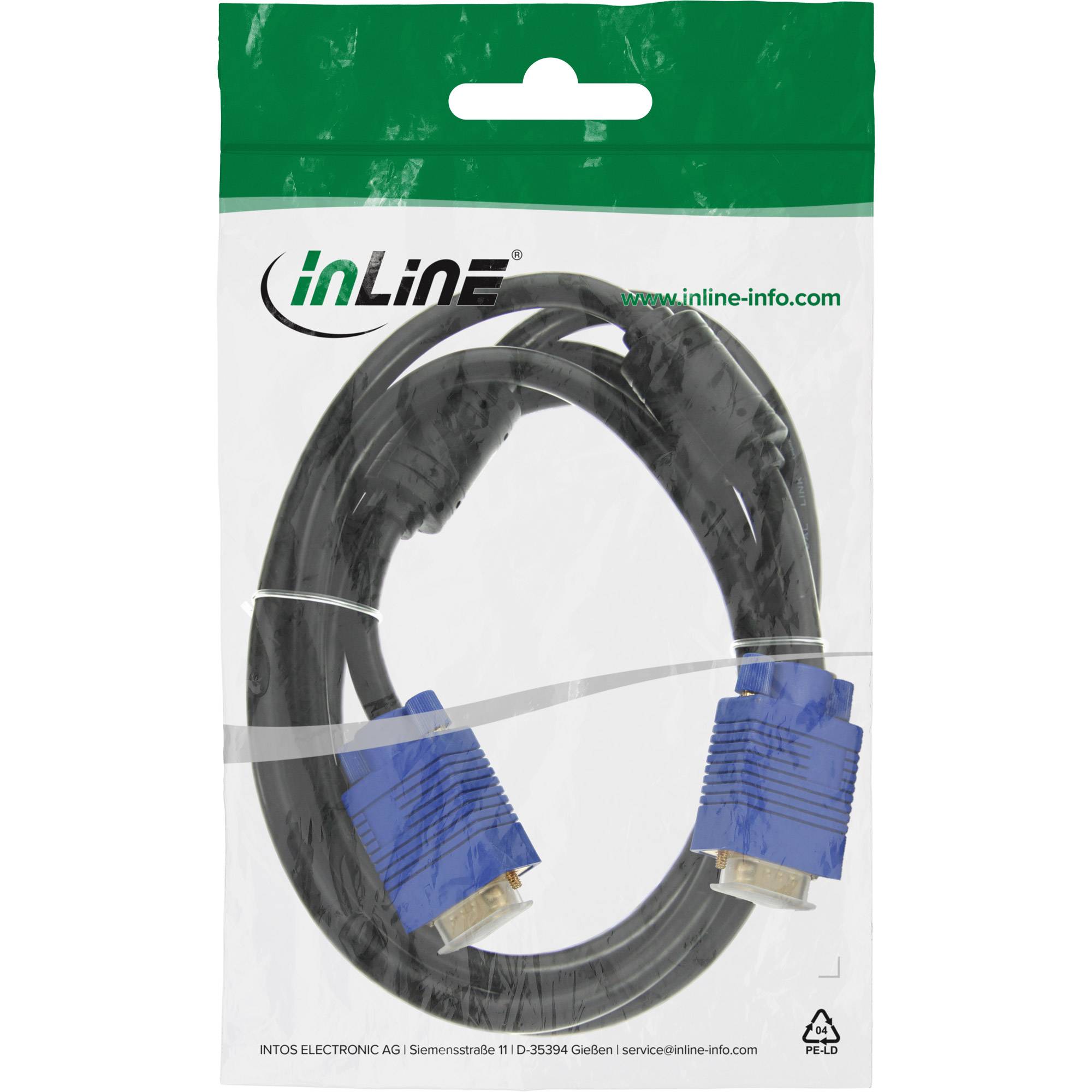 InLine® S-VGA Kabel, 15pol HD Stecker / Stecker, schwarz, 1,5m-1