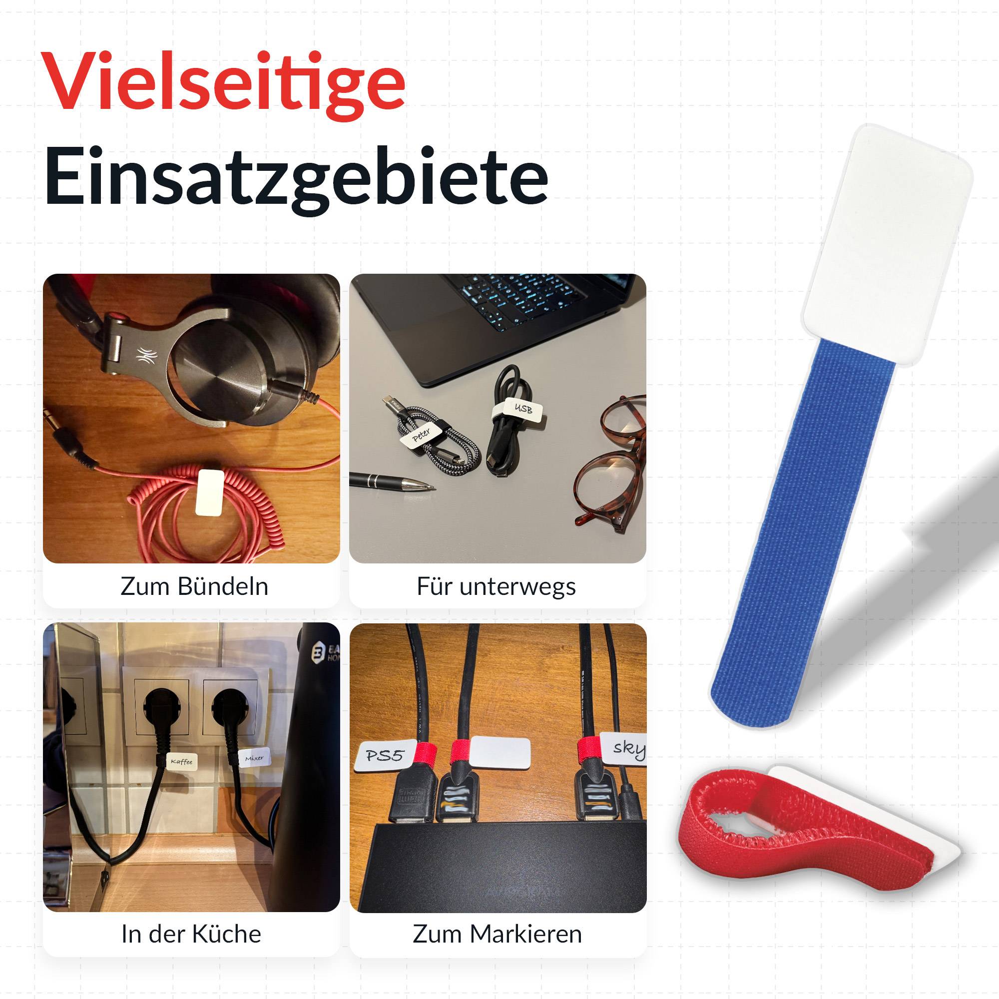 Label-The-Cable LTC CABLE TAGS, Klett Kabelfahnen beschriftbar 10er Set bunt-3