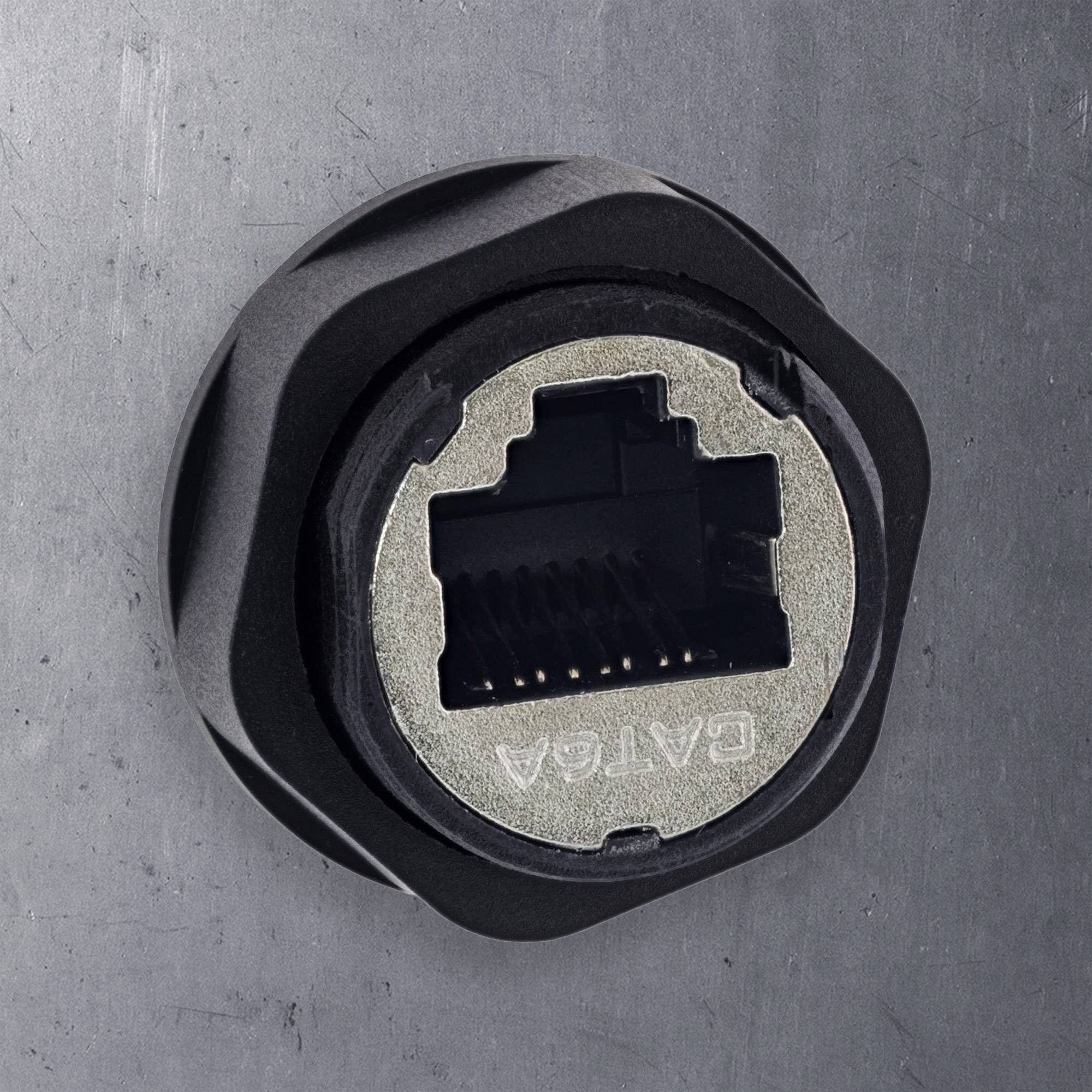 InLine® Patchkabelkupplung Cat.6A, IP68, RJ45 Buchse zu Stecker, 20cm Adapter / Konverter IP68-1