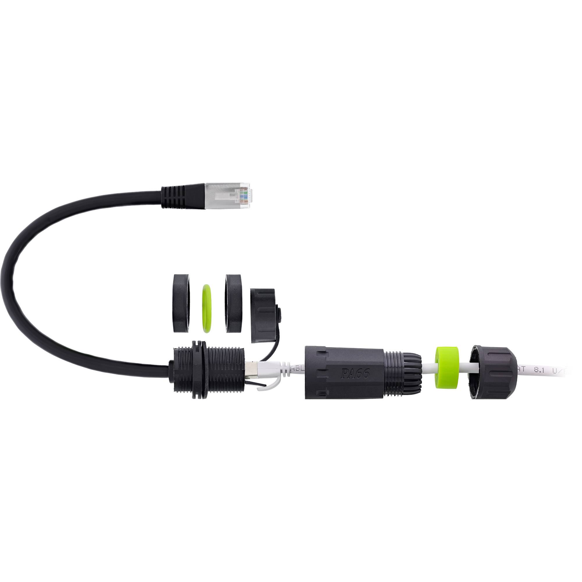InLine® Patchkabelkupplung Cat.6A, IP68, RJ45 Buchse zu Stecker, 20cm Adapter / Konverter IP68-3