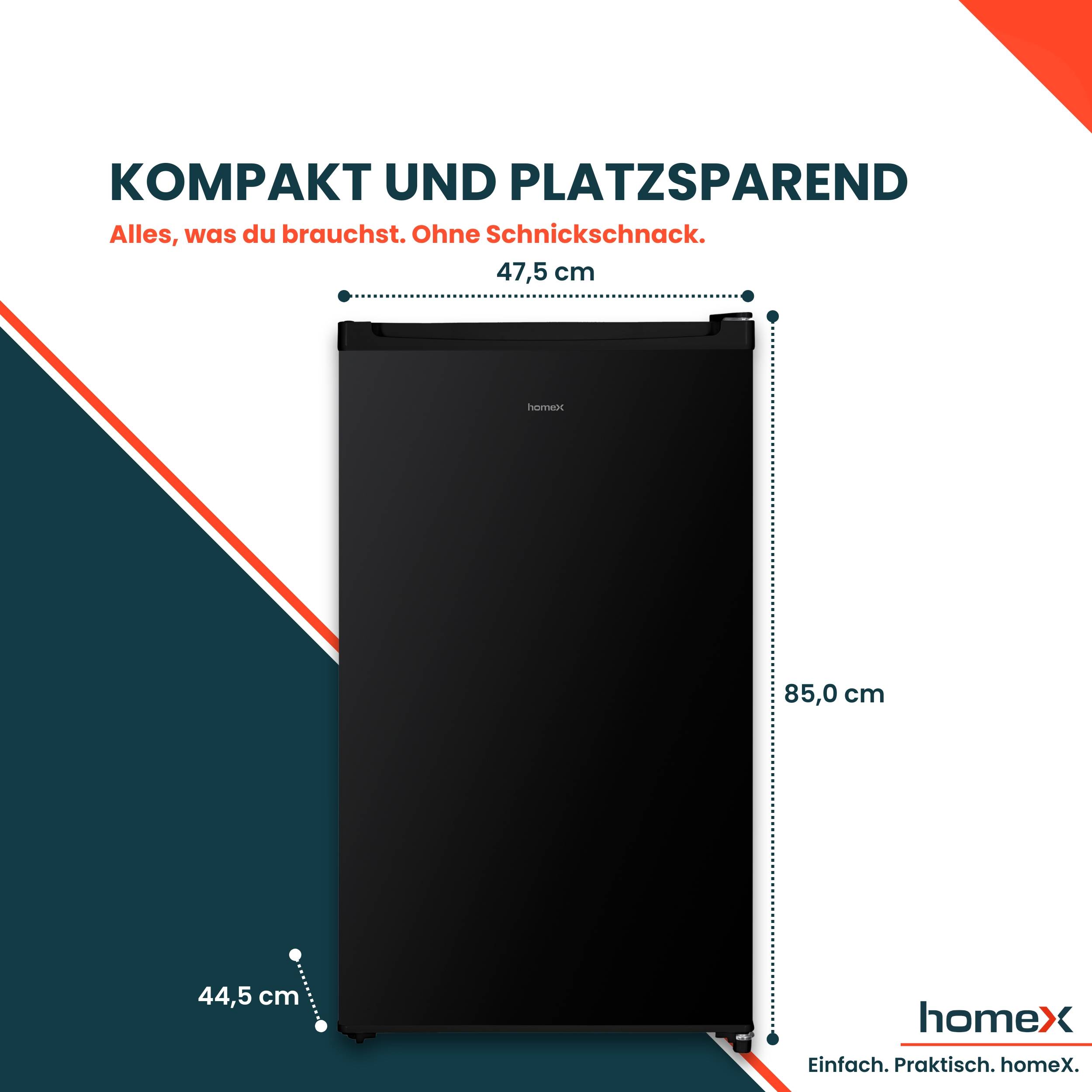 homeX CS0881-B Kühlschrank ohne Gefrierfach, Vollraumkühlschrank klein - 90L Nutzinhalt, freistehend, kompakt, schwarz-1