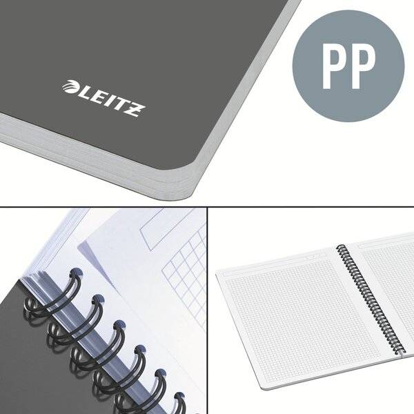 Collegeblock Office A4 PP kariert grau-1