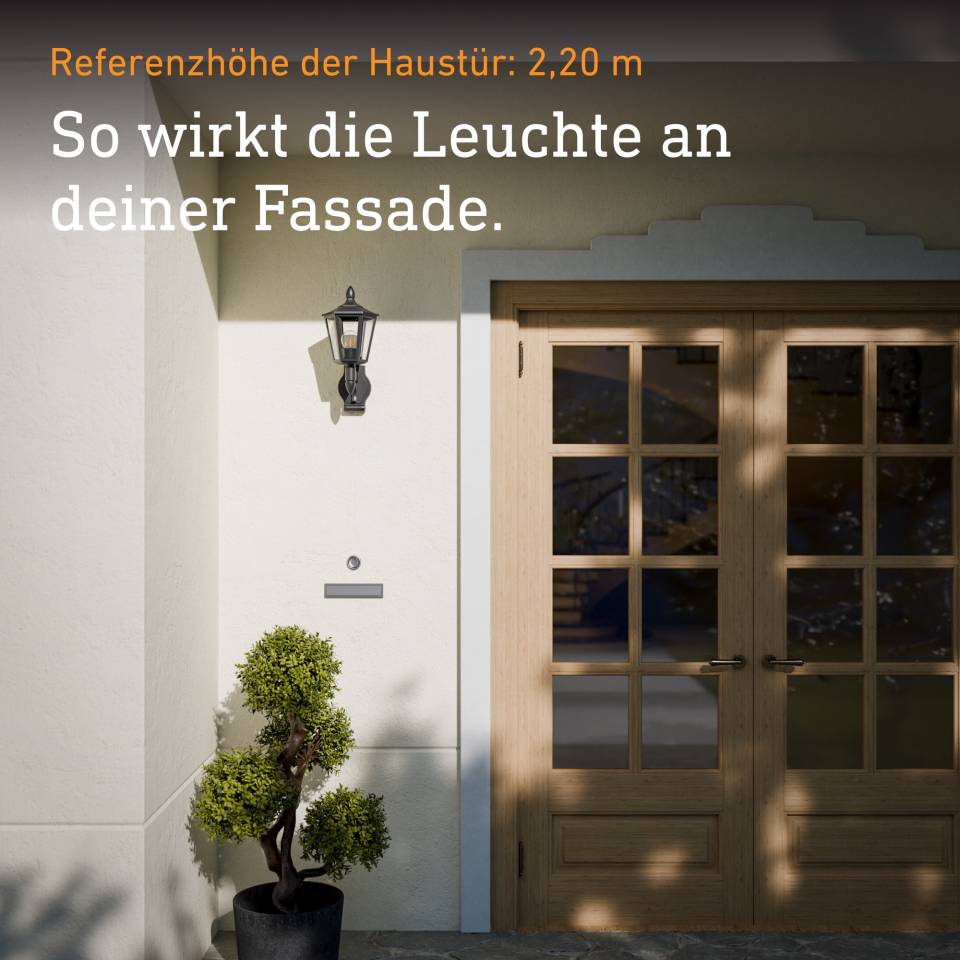 Steinel Außenleuchte L 16 S Schwarz, 180° Bewegungsmelder, E27 Fassung, klassische Außenwandleuchte-2