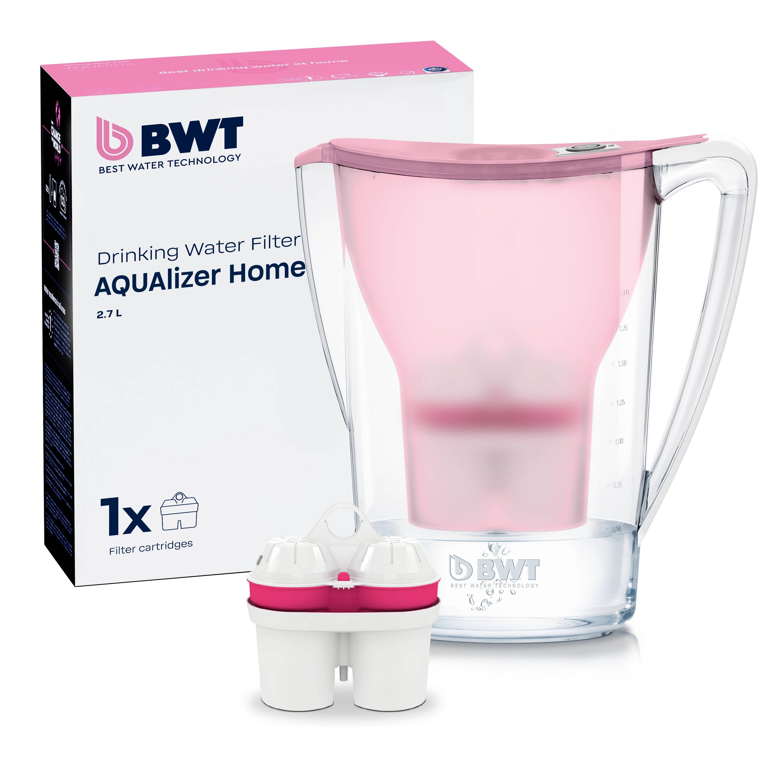BWT AQUAlizer Home, Pitcher-Wasserfilter, 2,7 l, Pink, Transparent-0