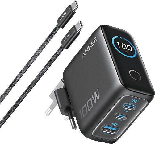 Anker 100W 3-Port Ladegerät mit USB-C Kabel, Schwarz B121BGZ1-0