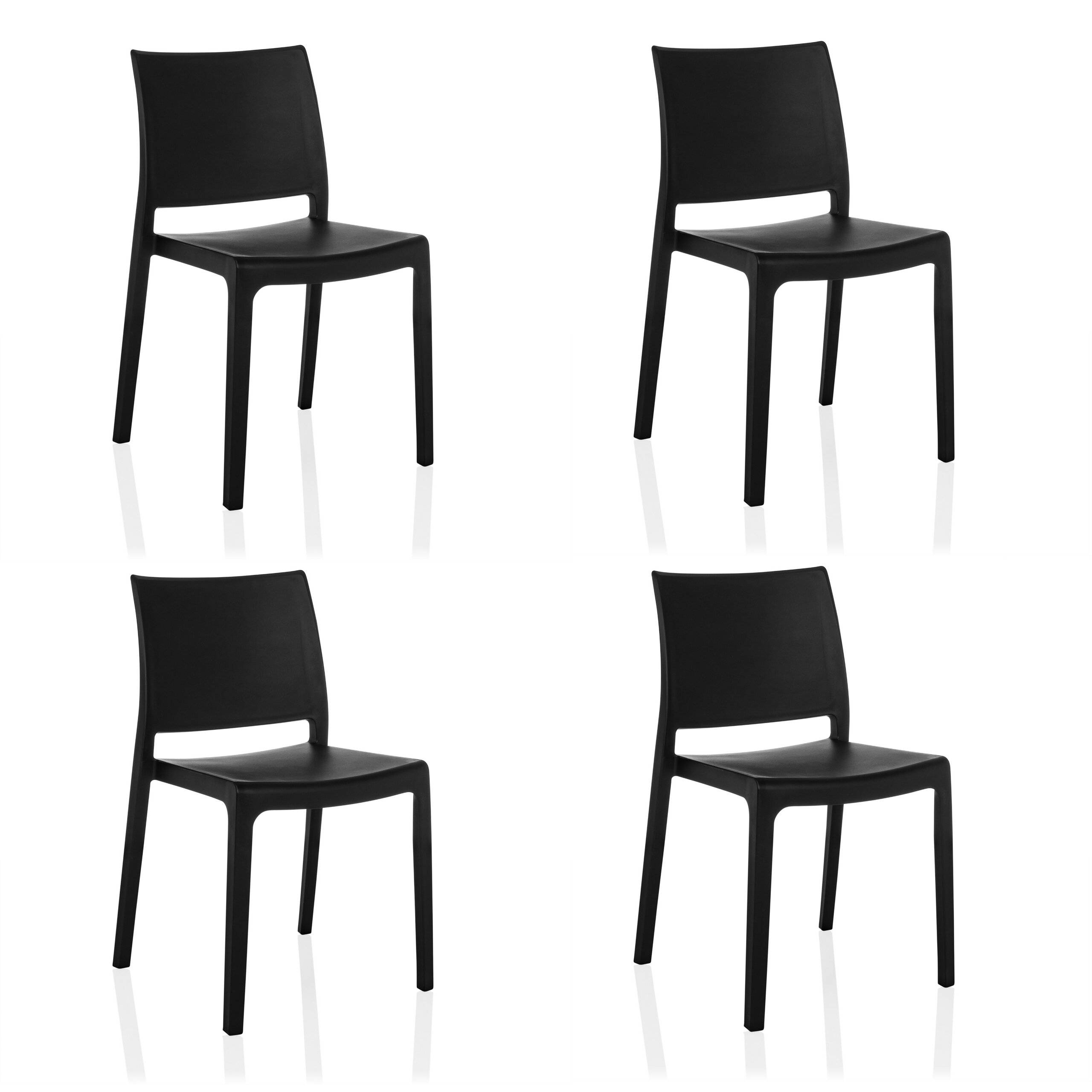Dining Stuhl Besucherstuhl T37 V Kunststoff schwarz 4er Pack hjh LIVING-0