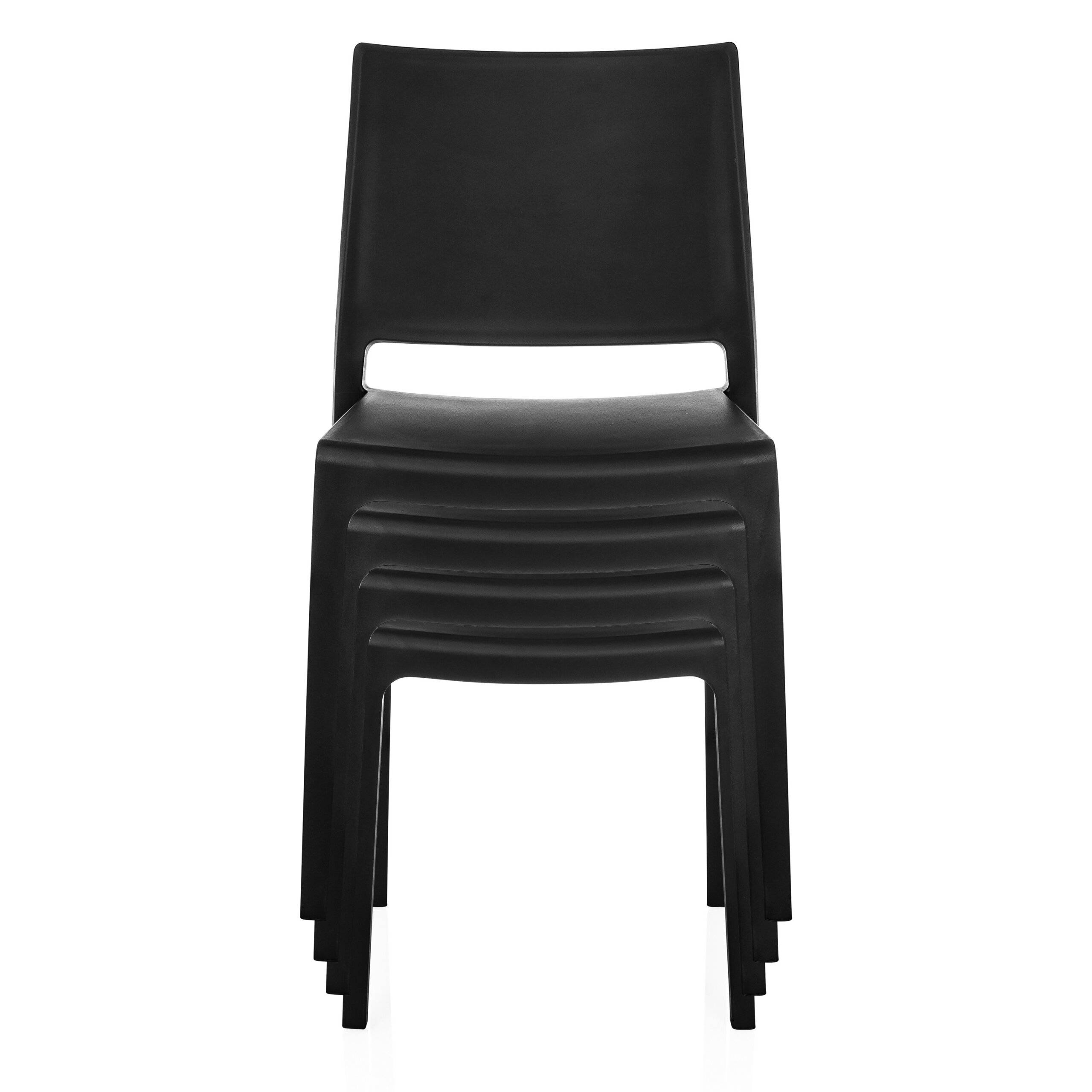 Dining Stuhl Besucherstuhl T37 V Kunststoff schwarz 4er Pack hjh LIVING-3
