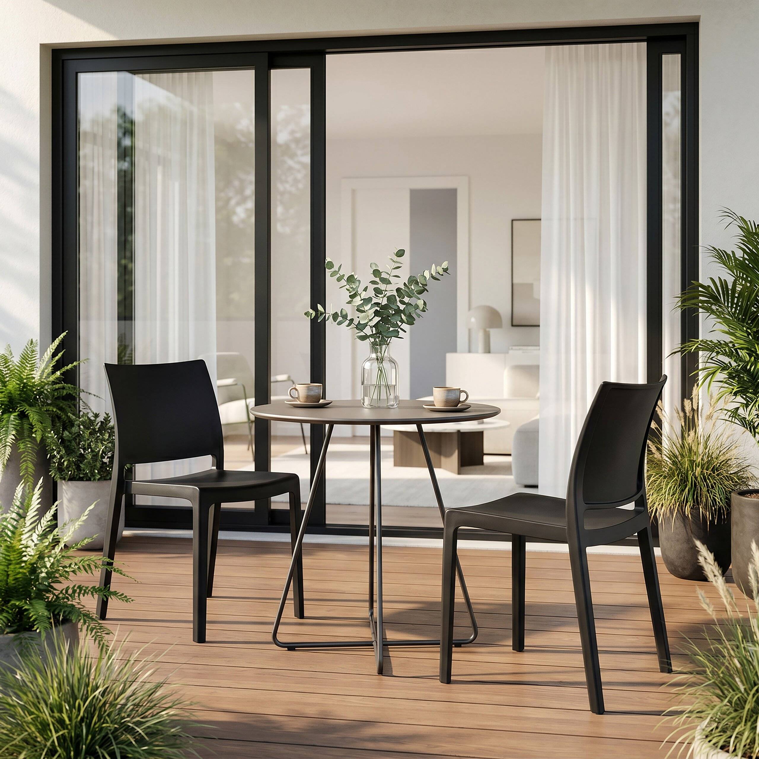 Dining Stuhl Besucherstuhl T37 V Kunststoff schwarz 4er Pack hjh LIVING-4