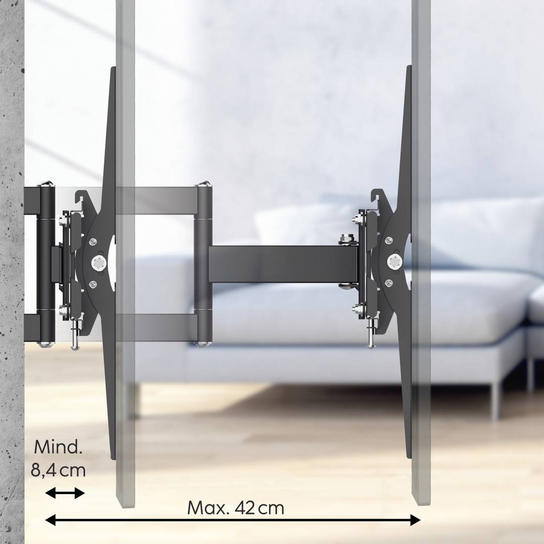hama 00220898 TV-Wandhalterung, schwenkbar, neigbar, ausziehbar, 216 cm (85") bis 50 kg-3