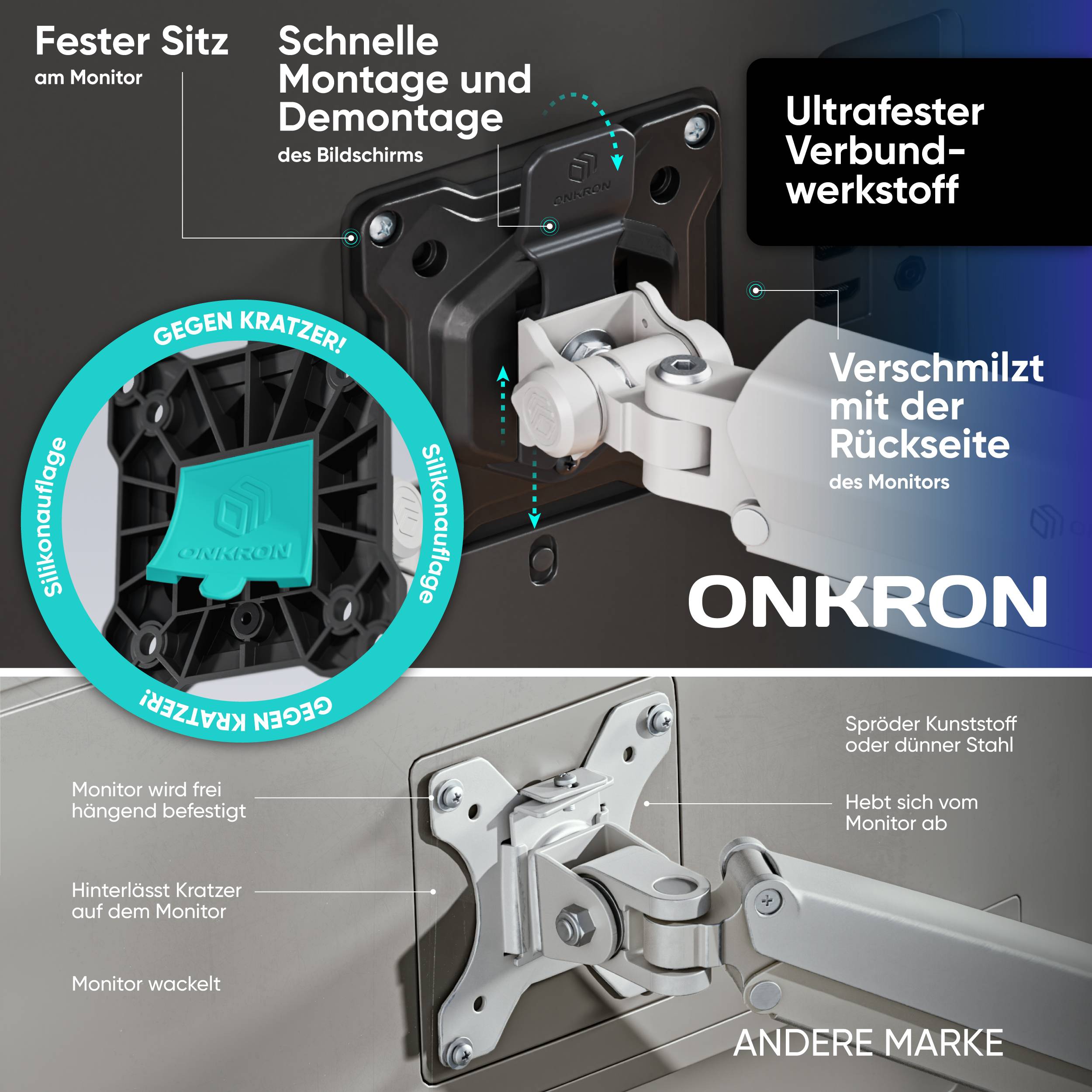 ONKRON Monitor Halterung für 13 - 32 Zoll Bildschirm bis 10 kg-5