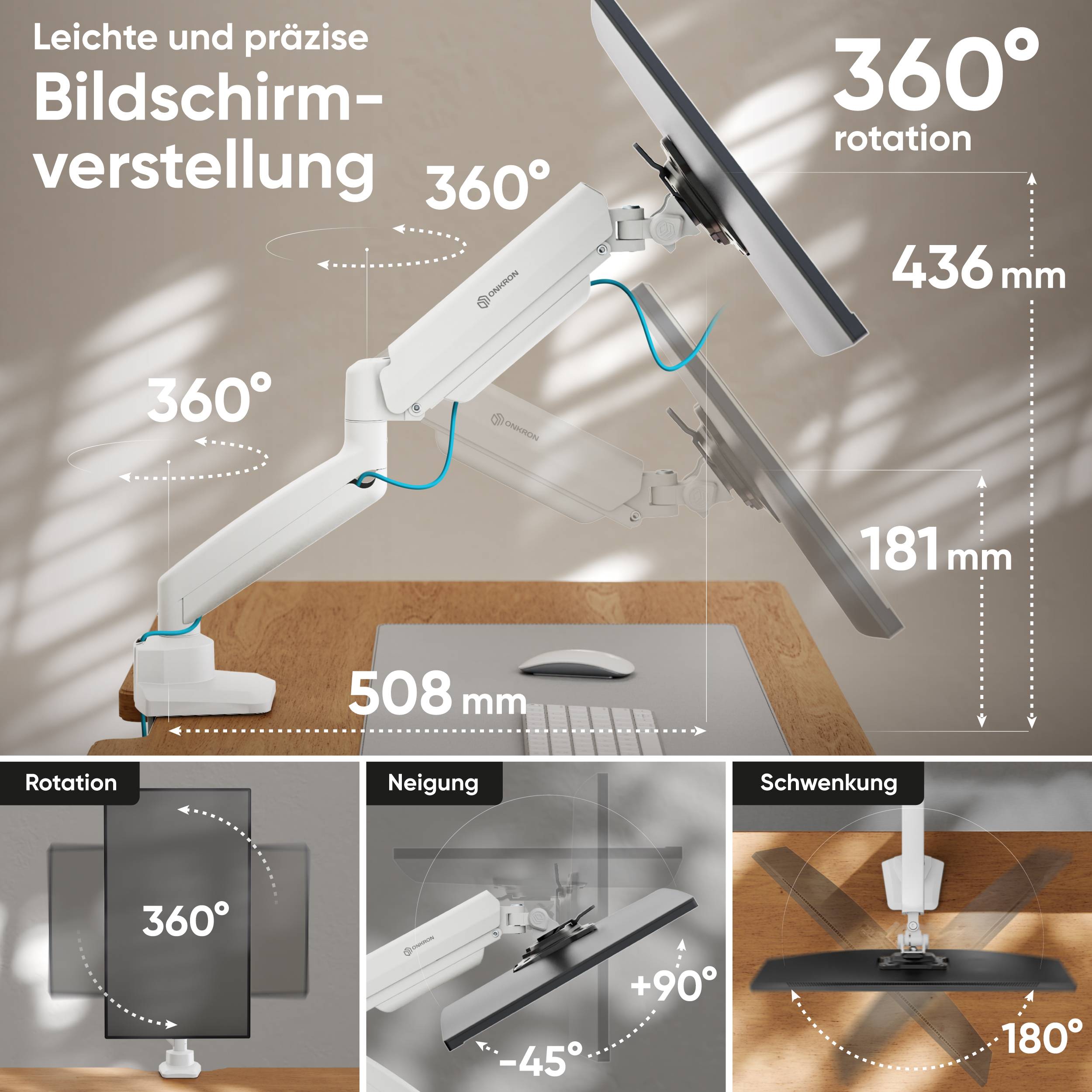 ONKRON Monitor Halterung für 13 - 32 Zoll Bildschirm bis 10 kg-2