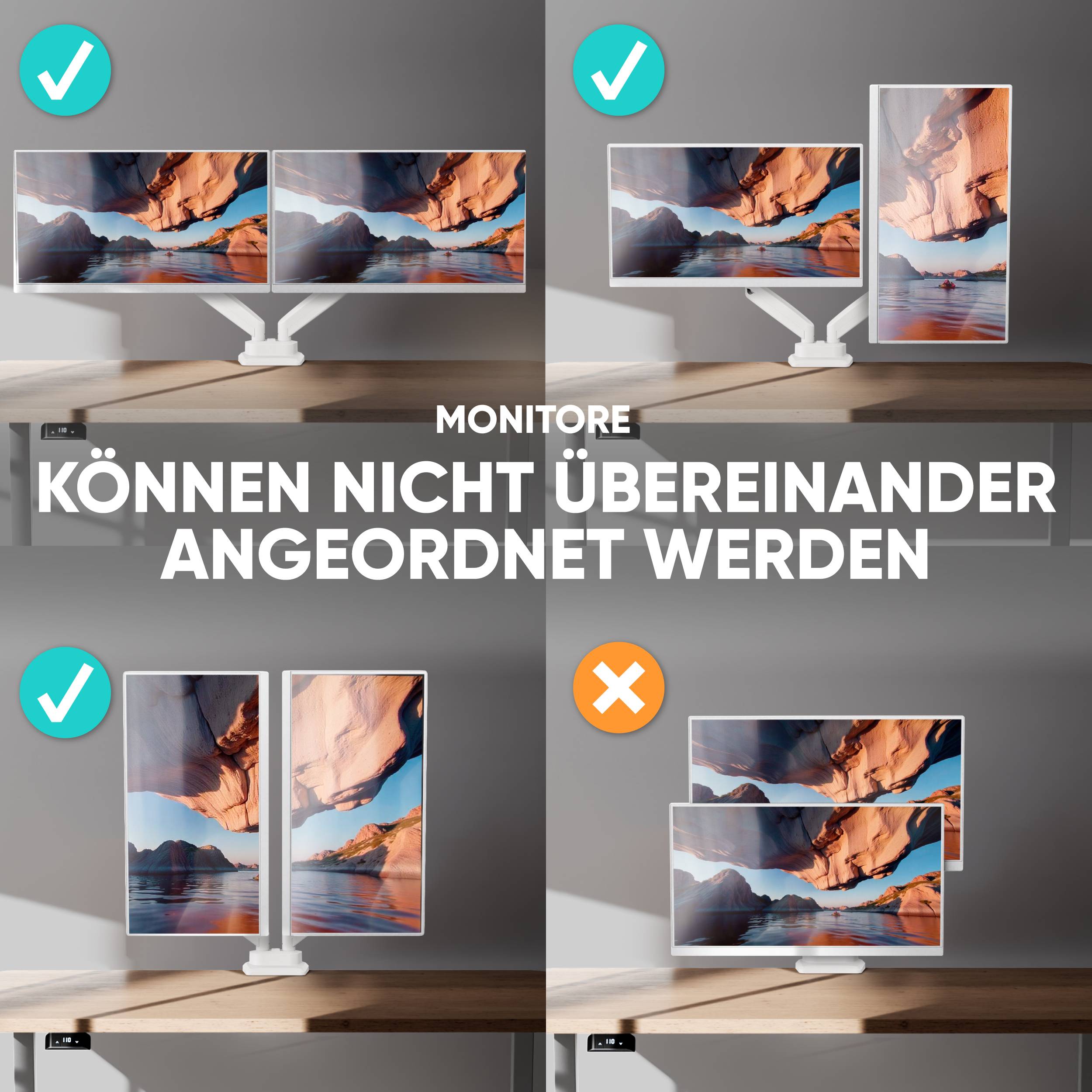 ONKRON Monitor Halterung 2 Monitore für 13-32 Zoll Bildschirme bis 10 kg pro Arm-5