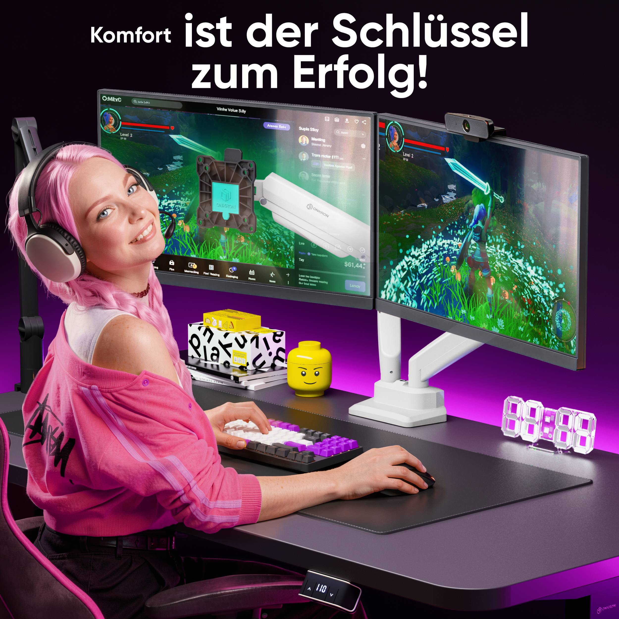 Symbolbild für ONKRON Monitor Halterung 2 Monitore für 13-32 Zoll Bildschirme bis 10 kg pro Arm
